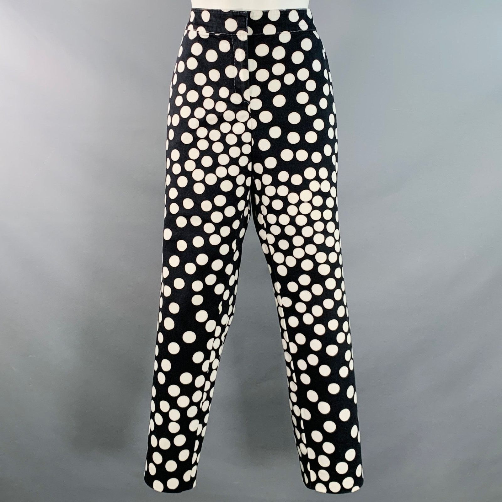 Other 8 Black White Cotton Polka Dot Tapered Zip Fly Casual Pants Size 30" / US 8 / IT 44 - 1 Thumbnail