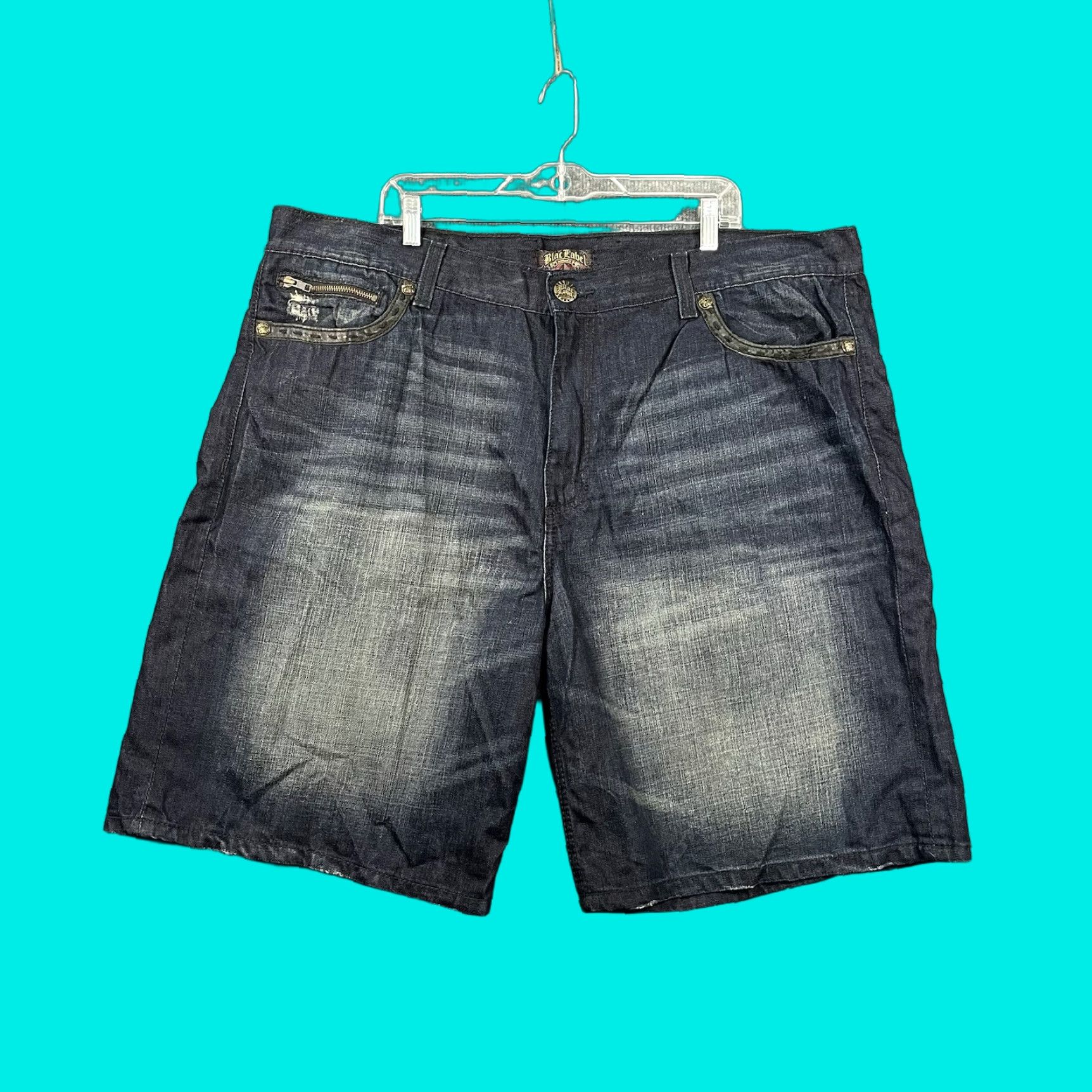 Vintage VINTAGE Blac Label Shorts Mens 46 Denim Baggy Wide Leg Logo Hip Hop Skate Y2K Size US 30 / EU 46 - 1 Thumbnail