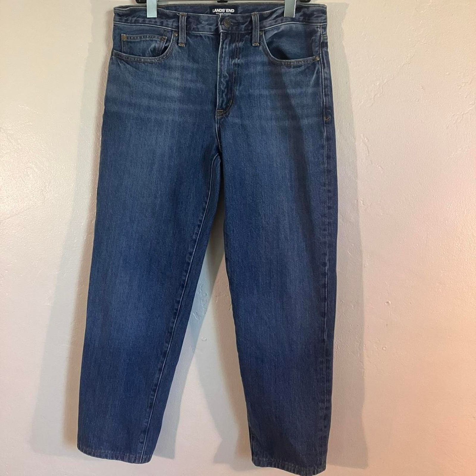 Lands' End Land’s End Blue Medium Wash Square Rigger Denim Jeans Size US 33 - 1 Thumbnail