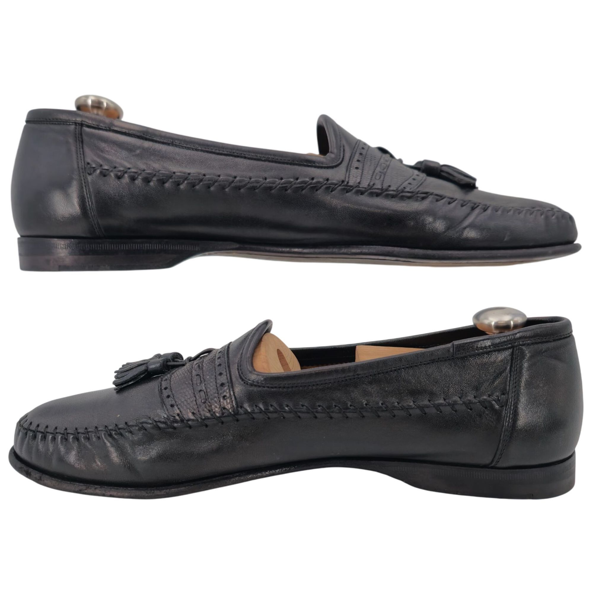 Santoni Santoni Italy Relaxed Black Leather Dress Shoes Mens 10.5D Size US 10.5 / EU 43-44 - 6 Thumbnail