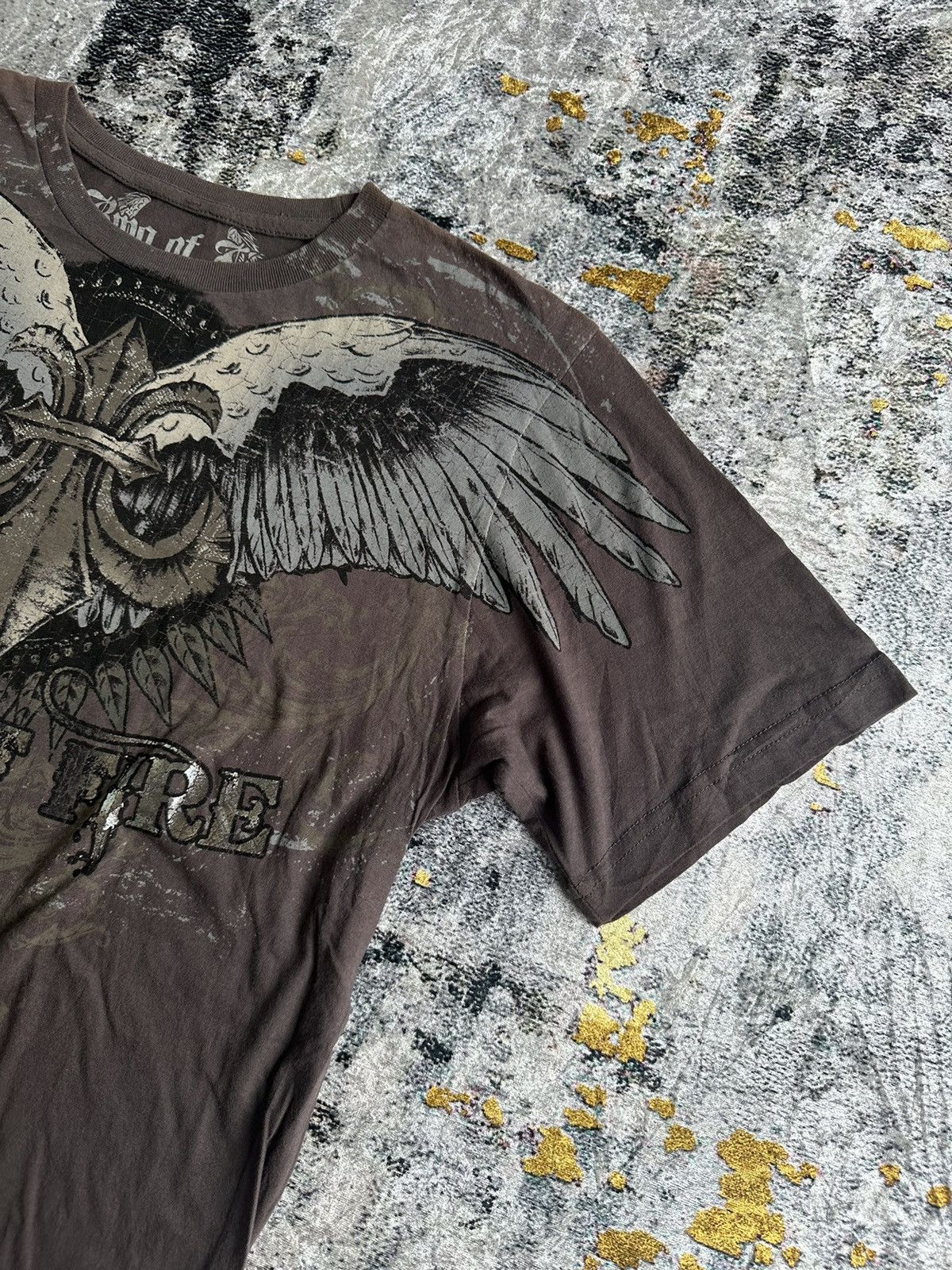 Japanese Brand AFFLICTION STYLE JAPANESE RING OF FIRE WING CROSS TSHIRT Size US M / EU 48-50 / 2 - 4 Thumbnail