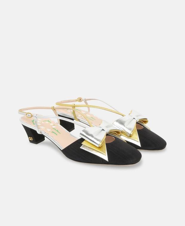 Valentino Bowow Slingback Pumps Shoes in Black, Women's (Size 5)