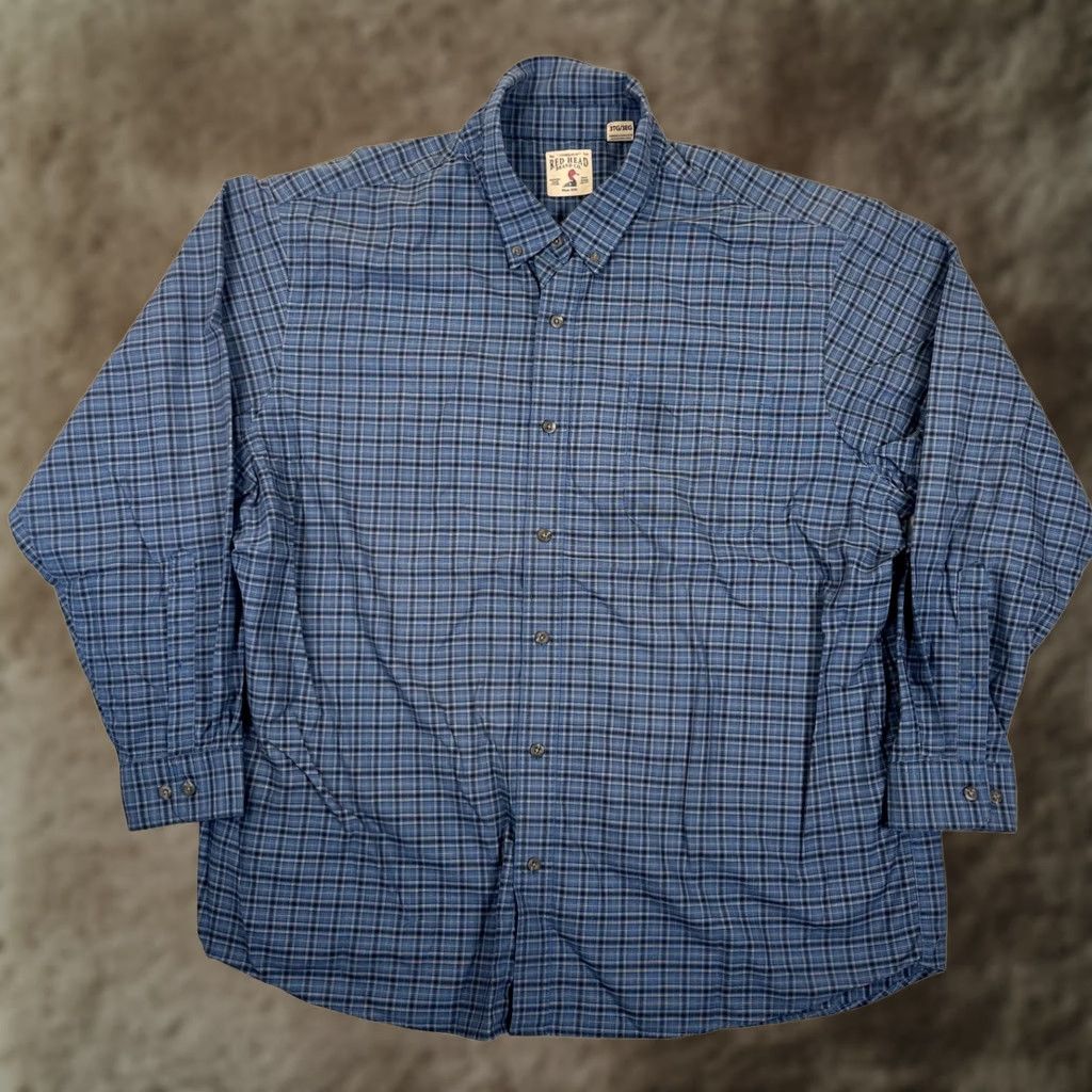 Vintage RedHead Long Sleeve Button Up Shirt Mens 3XL Blue Plaid Casual Work Size US XXL / EU 58 / 5 - 1 Thumbnail