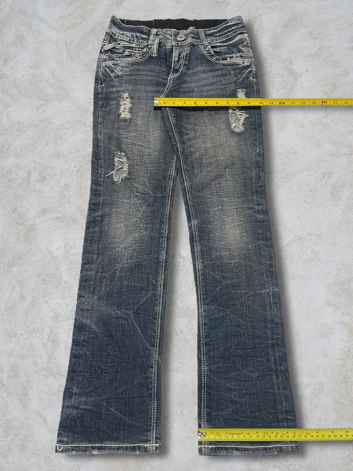 Jewelry Vintage Japanese Jewel Beads Denim Archival Blue Wash Jeans Size 29" - 16 Thumbnail