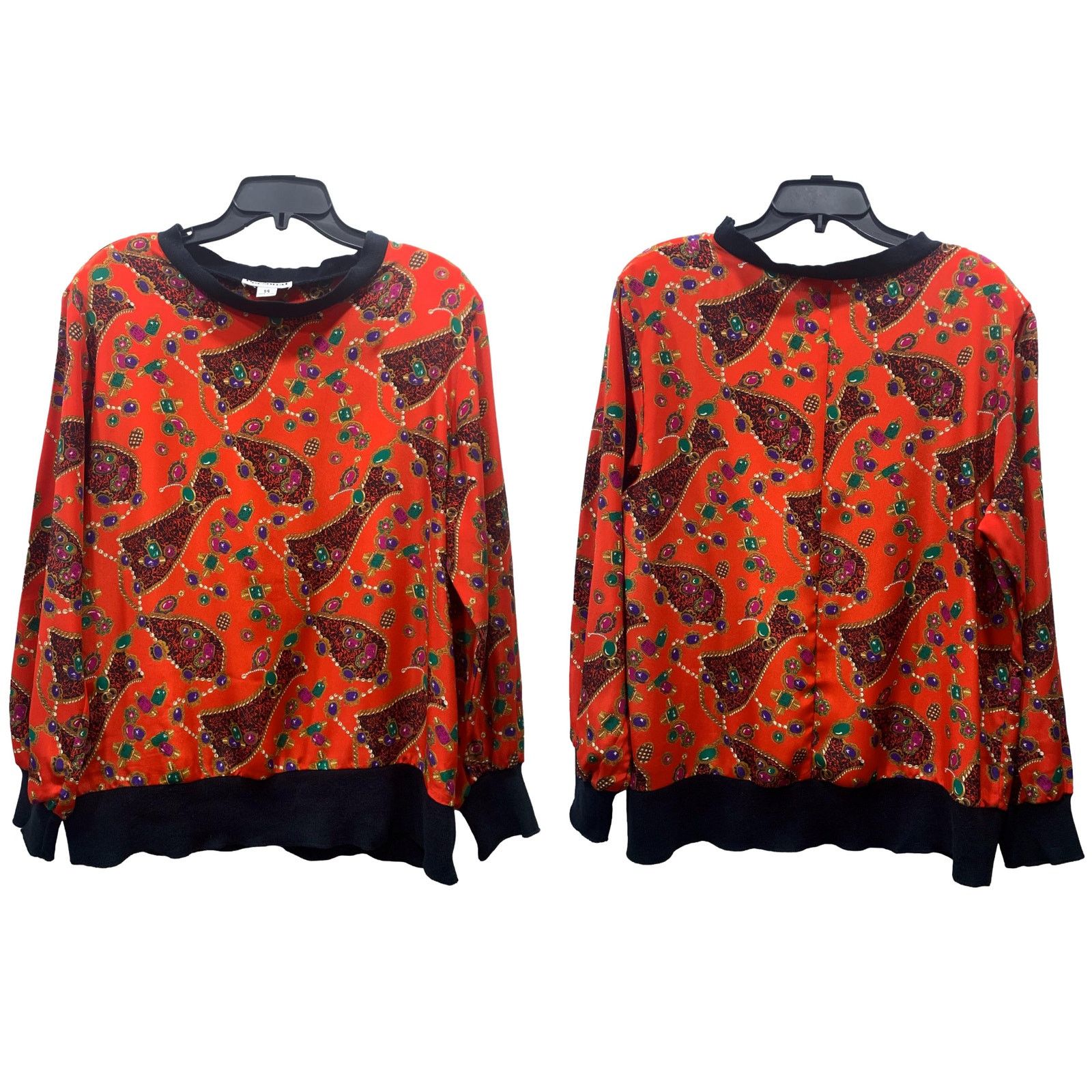 Vintage 80s Oversized Jewel Print Pullover Tunic | Silky Size M / US 6-8 / IT 42-44 - 7 Thumbnail