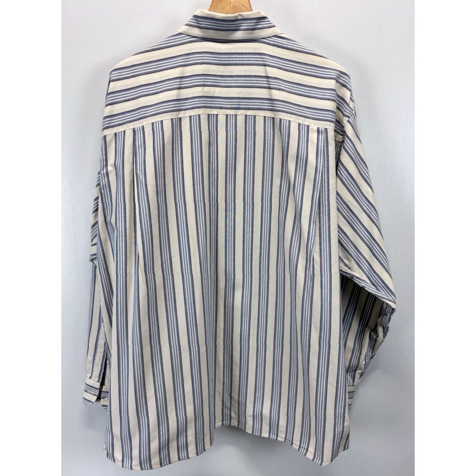 Vintage VINTAGE J. Peterman Striped Shirt Men 2XL/XXL Button-Up Long Sleeve Cotton Portugal Blue Yellow White Mens Size US XXL / EU 58 / 5 - 3 Thumbnail