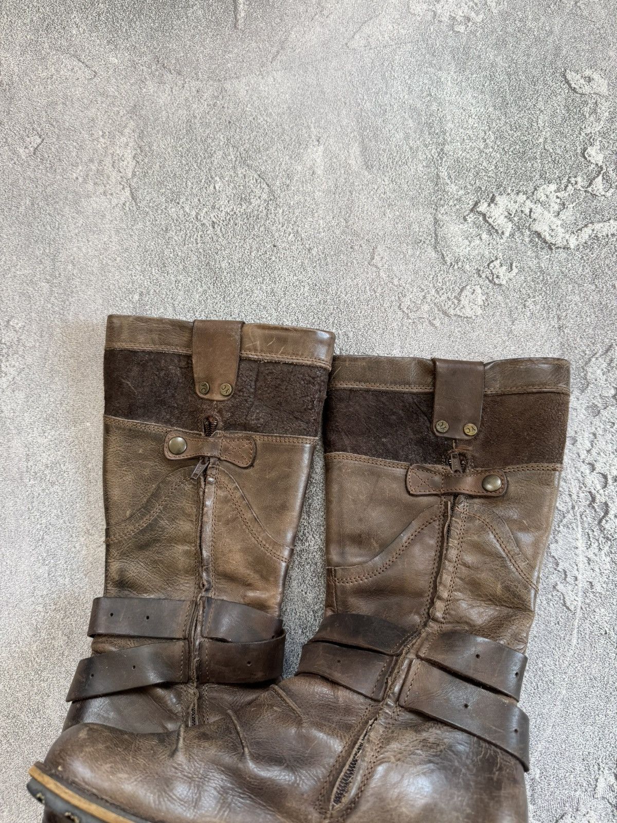 Designer × Vintage Yellow Cab 40size brown leather biker high shoes boots punk Size US 10 / IT 40 - 17 Thumbnail