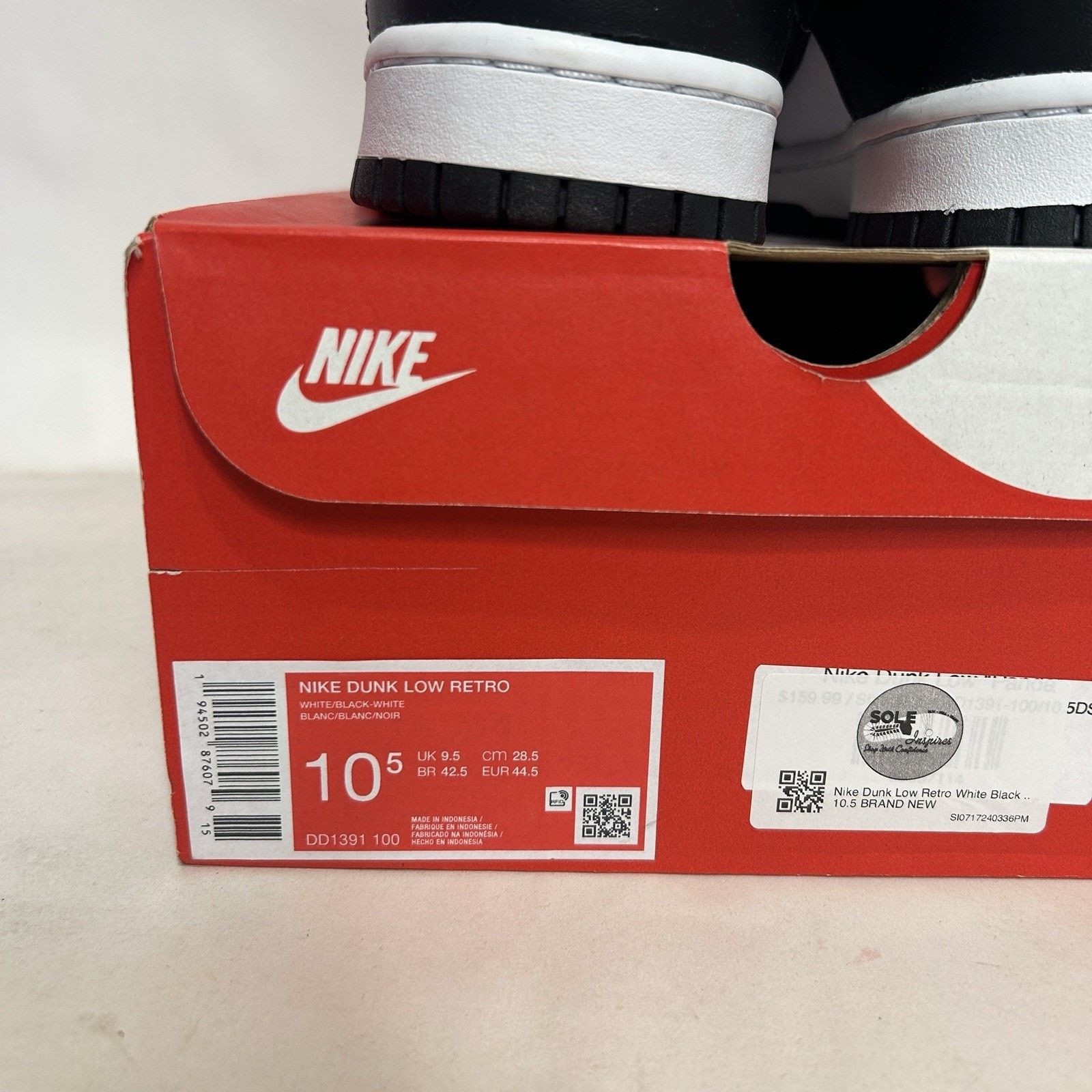 Nike Nike Dunk Low Retro “Black White/Panda” Size US 10.5 / EU 43-44 - 5 Thumbnail