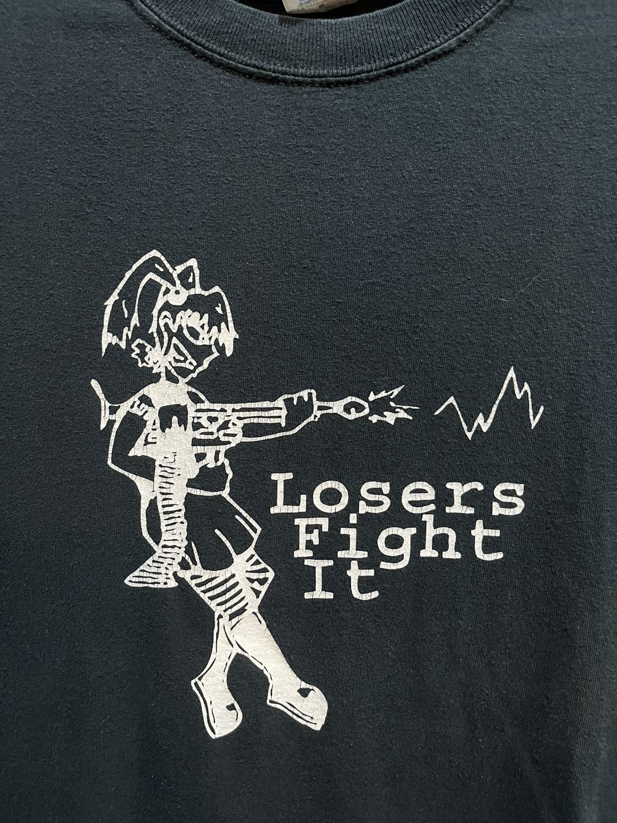 Vintage Loser Fight It Cartoon Tee Y2K Size US M / EU 48-50 / 2 - 2 Thumbnail