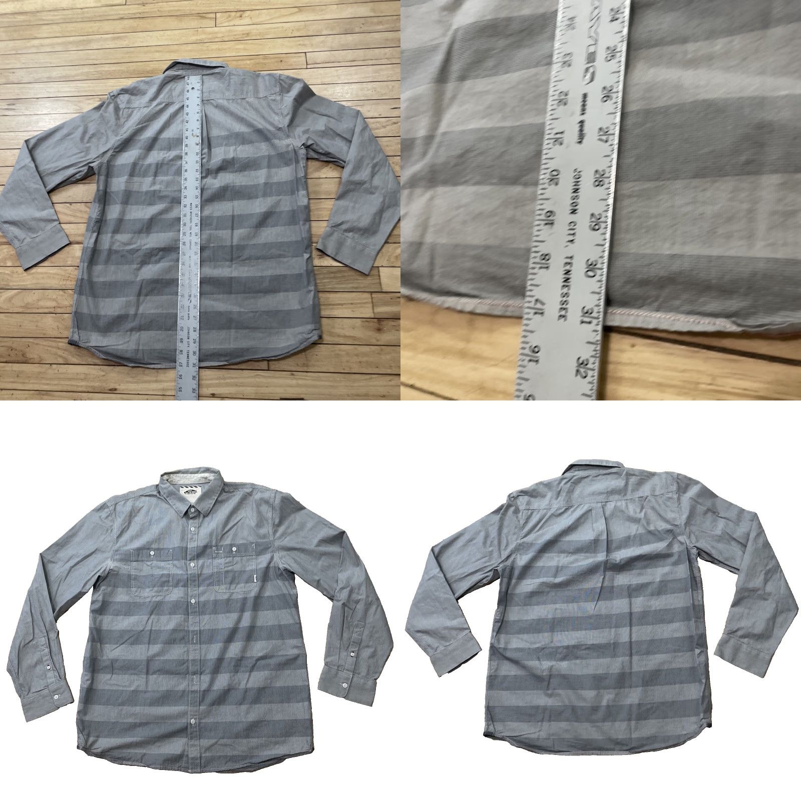 Vans VANS Shirt Men XL Gray Striped Skater SoCal Beach White Tab Button Shirt XL Reg Mens Size US XL / EU 56 / 4 - 8 Thumbnail