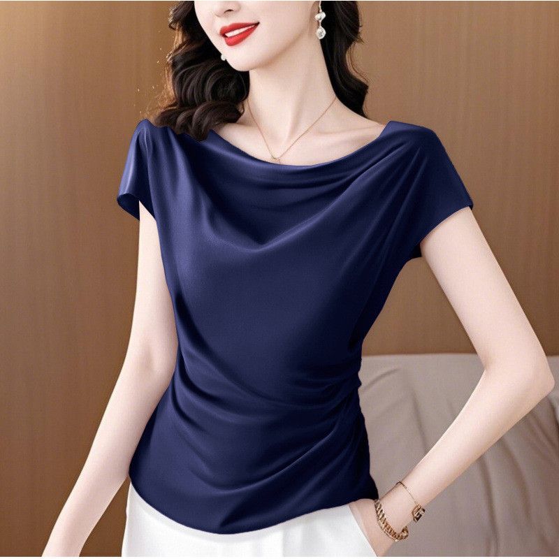 Other Fashion Waist-controlled Satin Collar Short Sleeve T-shirt Size XXL / US 16-18 / IT 52-54 - 2 Thumbnail