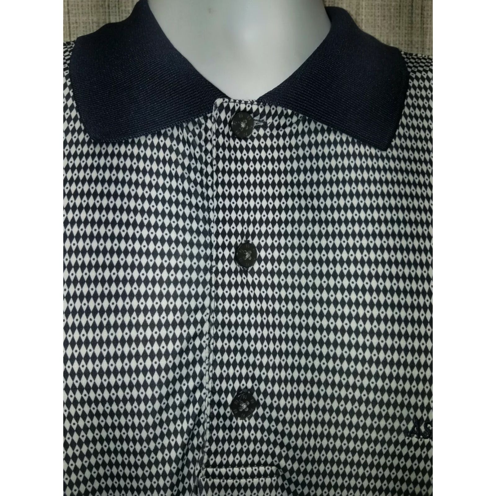 Footjoy FootJoy Golf Polo Mens L Blue White Pattern Polo Shirt Size US L / EU 52-54 / 3 - 2 Thumbnail