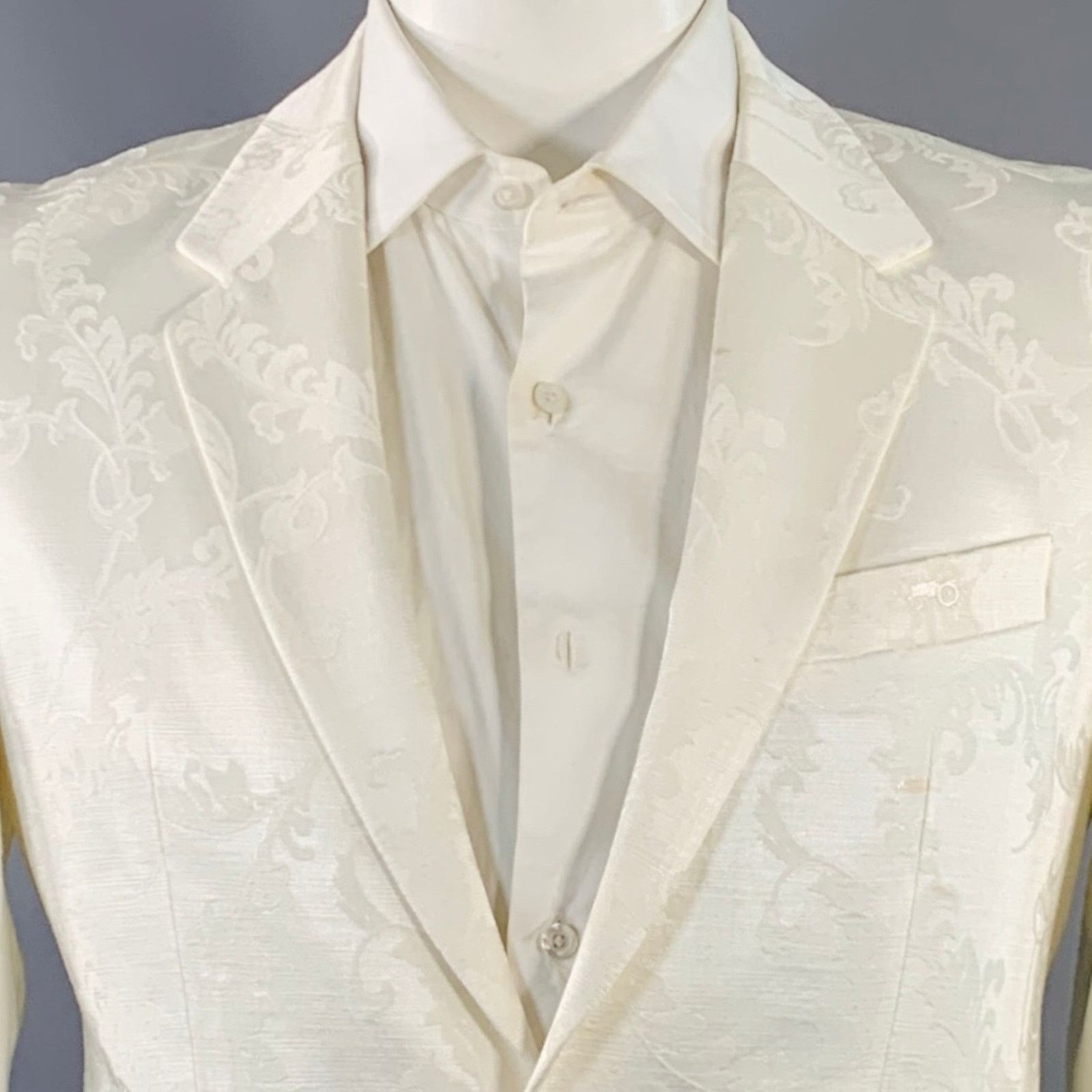Moods of Norway MOODS OF NORWAY White Jacquard Cotton Notch Lapel Sport Coat Size 42R - 2 Thumbnail