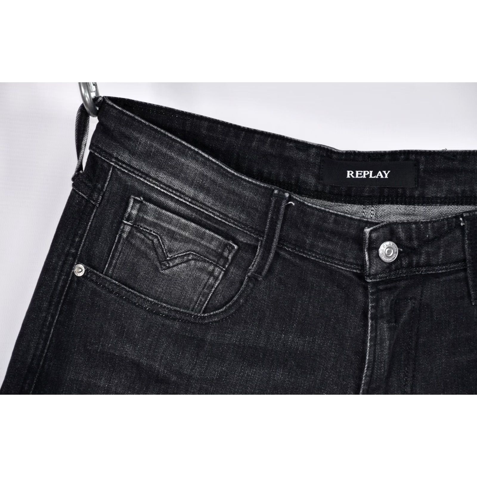 Replay Replay Anbass M914 Jeans Men Slim Skinny Stretch Denim Black W34/L32 98% Cotton 2% Elastane Regular Size MENS Jeans Size US 34 / EU 50 - 3 Thumbnail