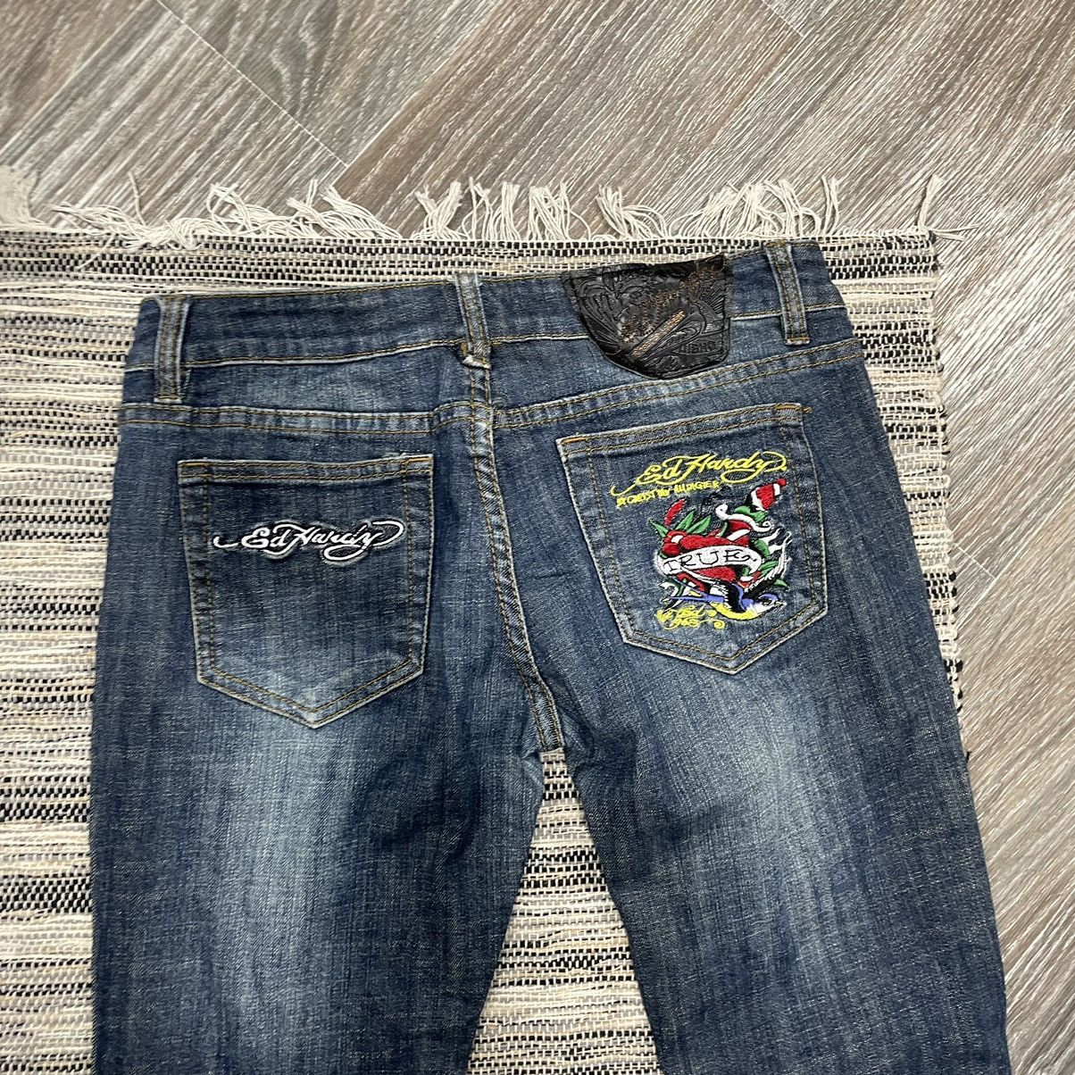 Ed Hardy Ed Hardy y2k jeans denim pants tattoo trousers joggers punk Size US 29 - 3 Thumbnail
