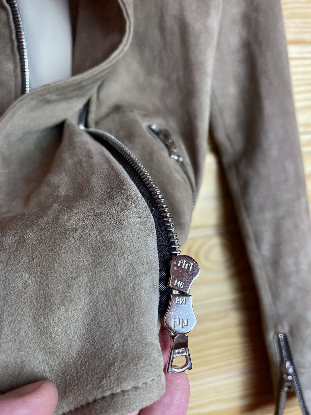 Designer Ventcouvert Biker Suede Leather Jacket Size 38 Beige Size S / US 4 / IT 40 - 8 Thumbnail