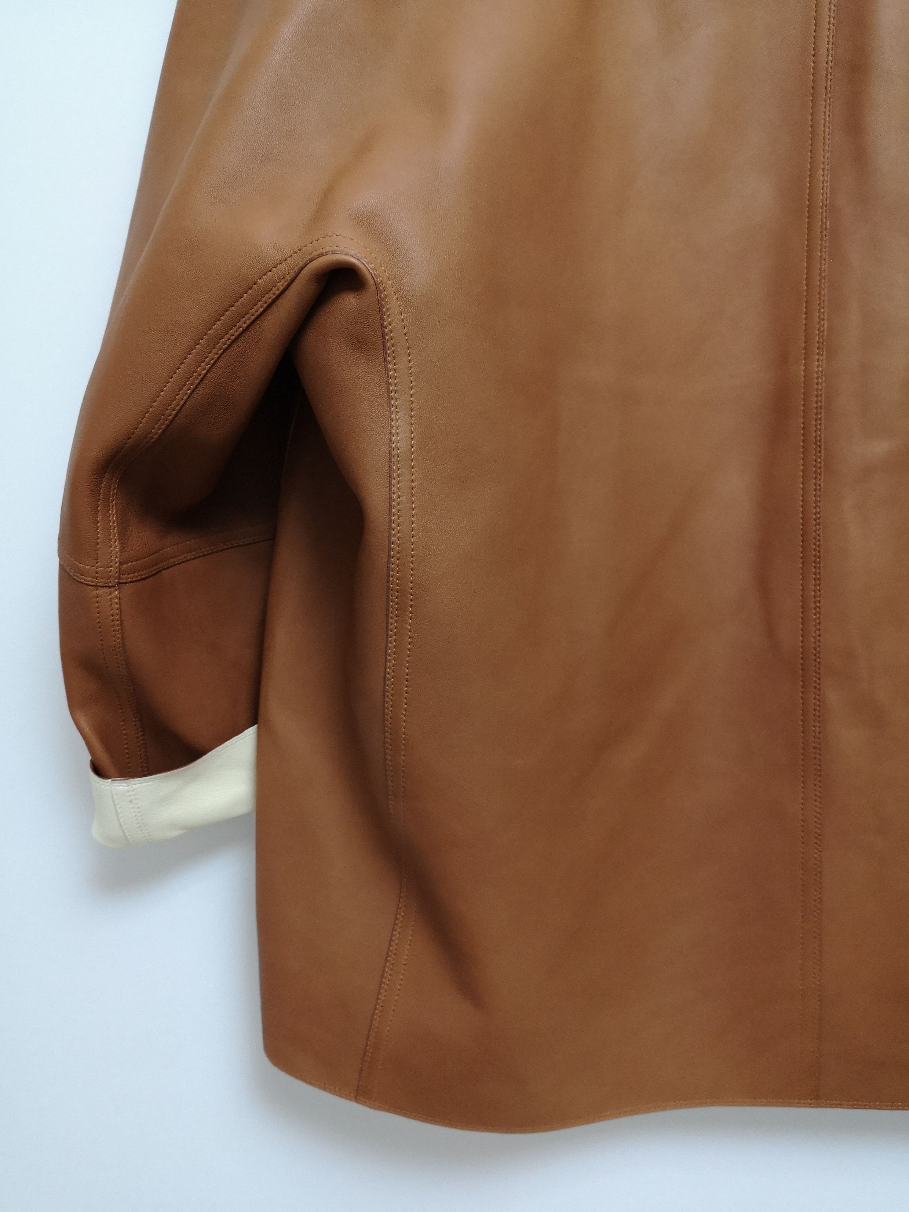 Loro Piana Reversible Touch Bonded Nappa Leather Kimono Style Jacket Size M / US 6-8 / IT 42-44 - 8 Thumbnail
