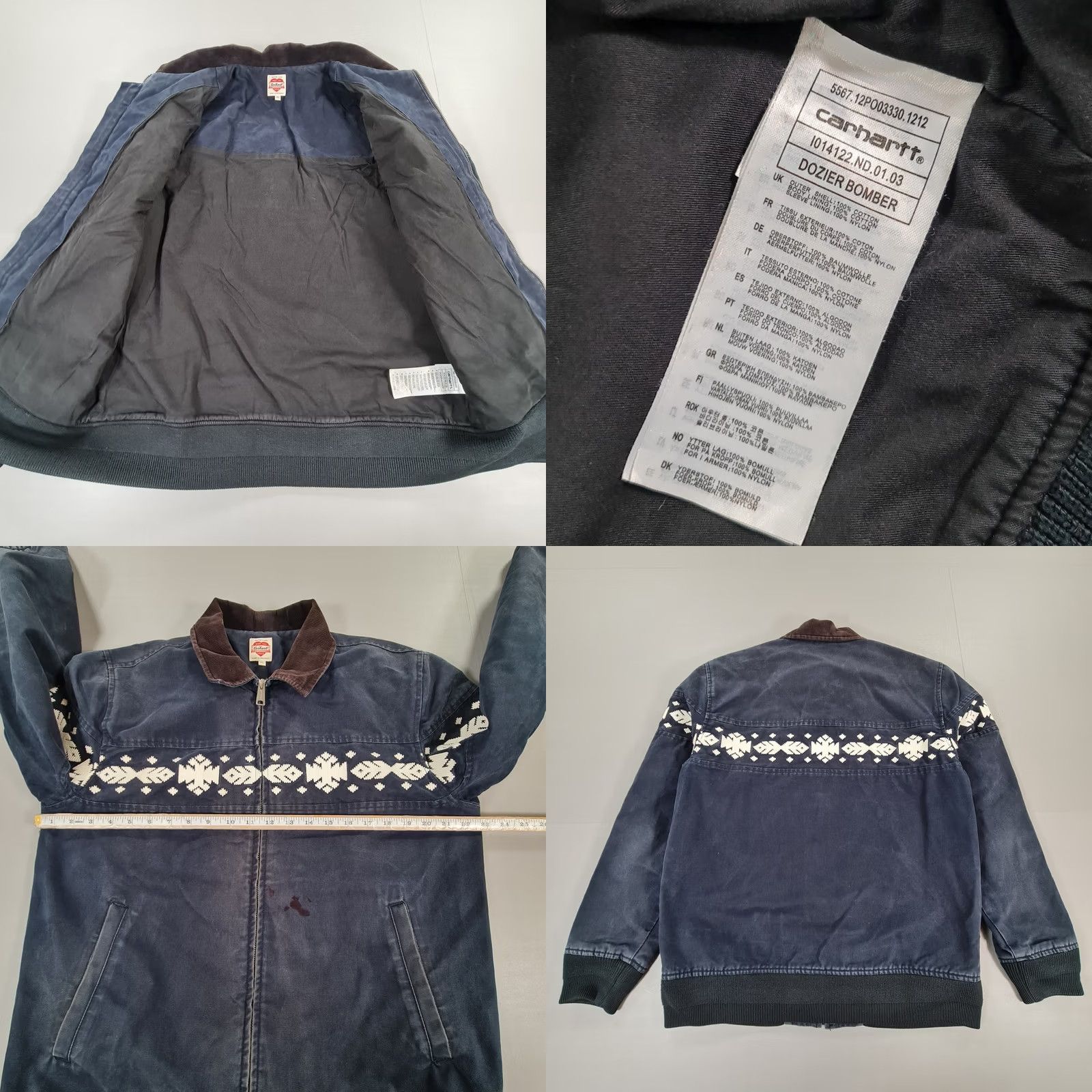 Carhartt Carhartt Mens Jacket Bomber Blue XL Aztek Dozier Heritage Heart Logo Duck Canvas 80s 90s Size US XL / EU 56 / 4 - 8 Thumbnail
