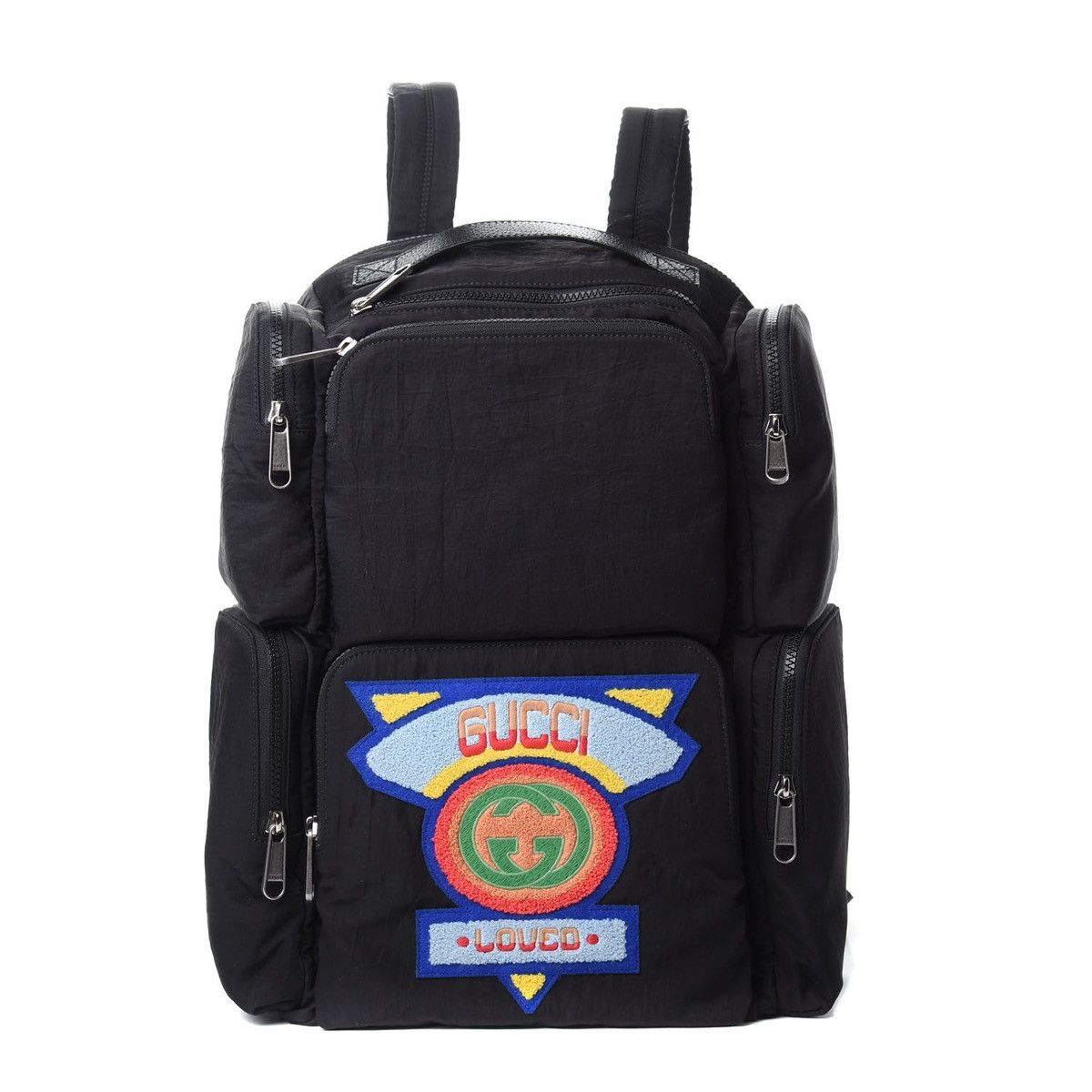 Gucci GUCCI Nylon Twill 80s Logo Patch Backpack Black New | Grailed