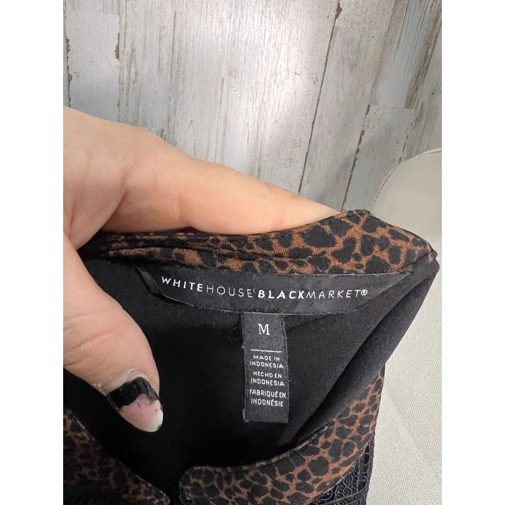White House Black Market White House Black Market Women's Medium Leopard Print Blouse Size M / US 6-8 / IT 42-44 - 5 Thumbnail