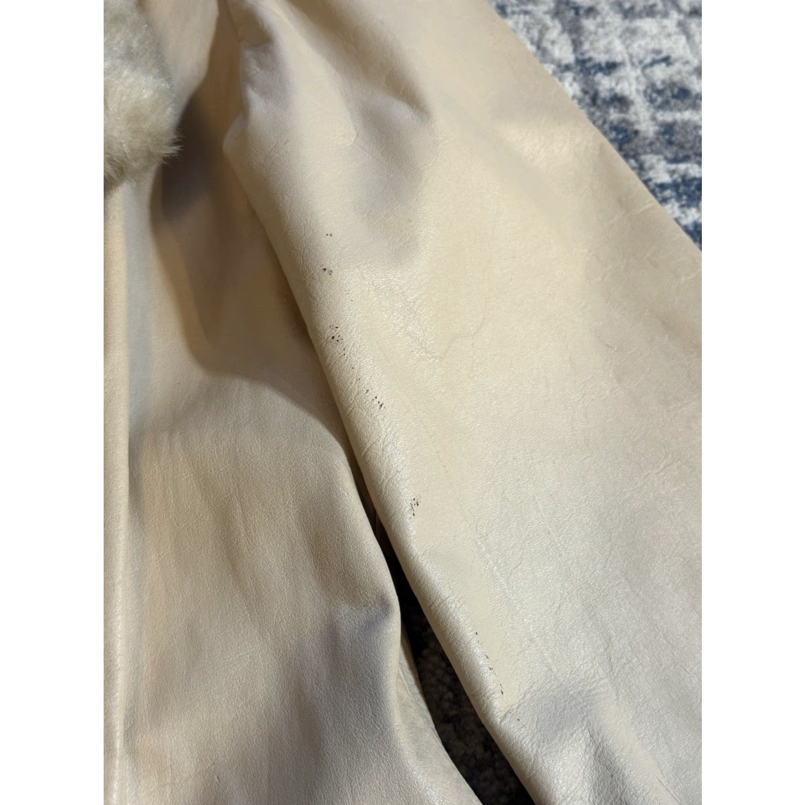Vintage VINTAGE Lilli Ann Leather Faux Fur Long Coat 60s 1960s Beige Large UK 1960s Coat Glam Rock Mens Womens Size L / US 10 / IT 46 - 6 Thumbnail