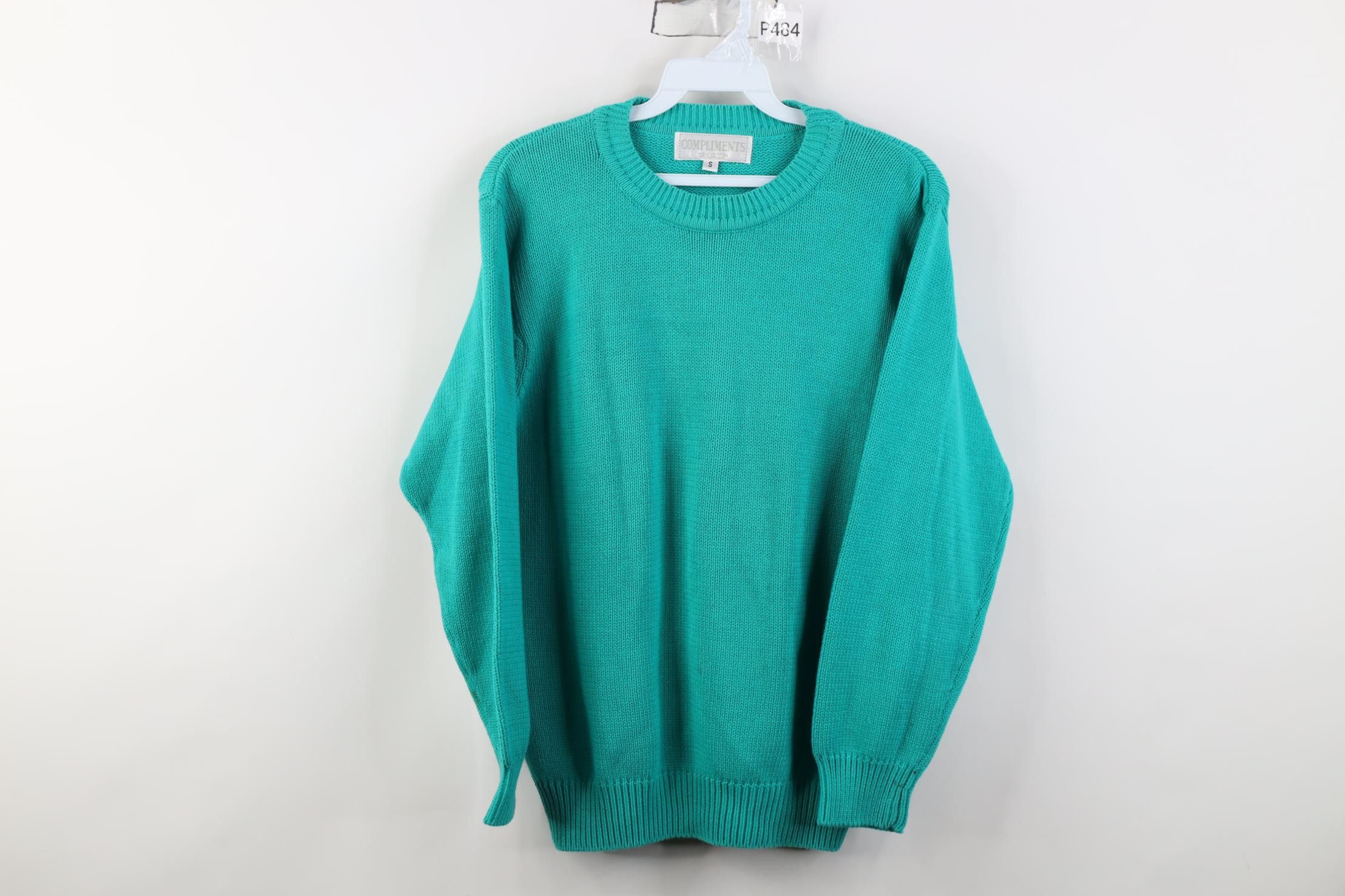 Vintage Vintage 90s Streetwear Cotton Knit Crewneck Sweater Teal Size S / US 4 / IT 40 - 1 Thumbnail