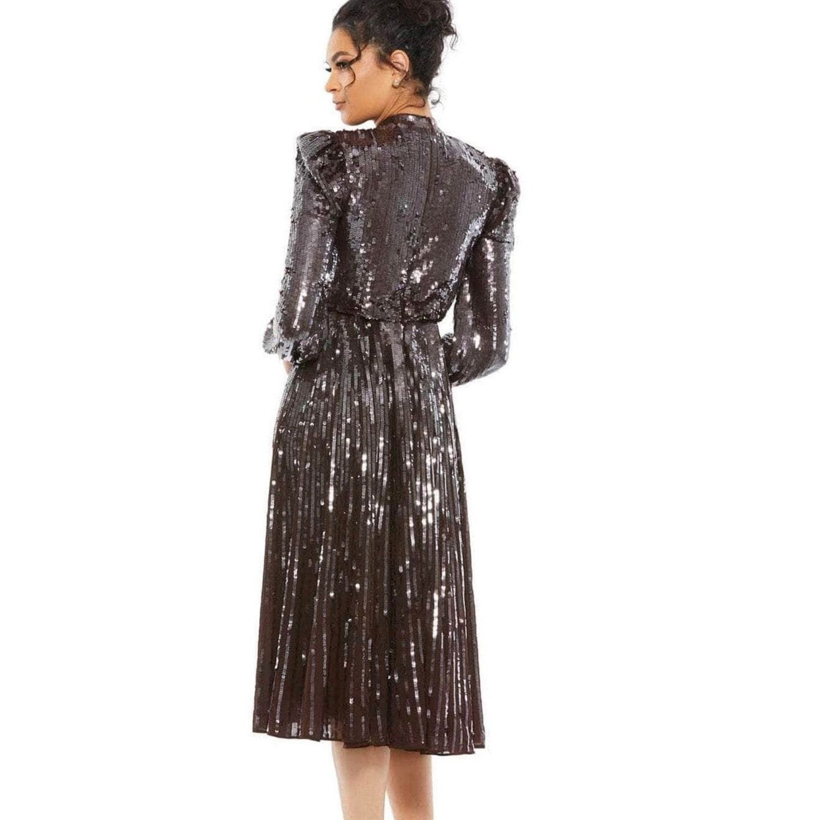 Mac Duggal Mac Duggal Bow Styled Sequin Cocktail Dress chocolate brown Size M / US 6-8 / IT 42-44 - 2 Thumbnail