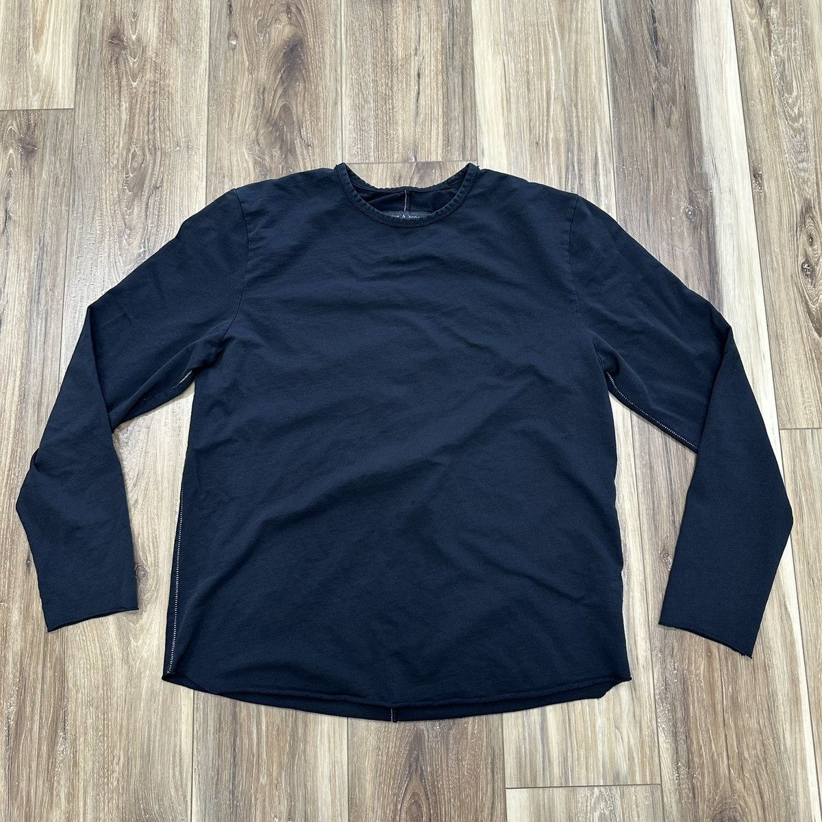 Rag & Bone Rag & Bone Crewneck Long Sleeve 100% Cotton Shirt, Black, XL Size US XL / EU 56 / 4 - 1 Thumbnail