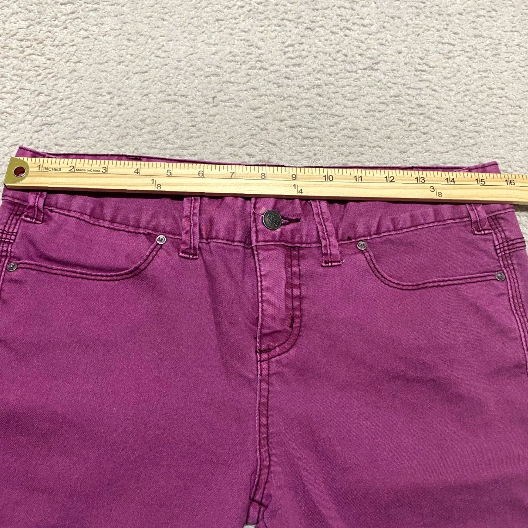 Free People Free People Womens Jeans 29 Pink Denim Slim Straight Mid Rise Dark Wash Size 24" / US 00 / IT 34 - 5 Thumbnail
