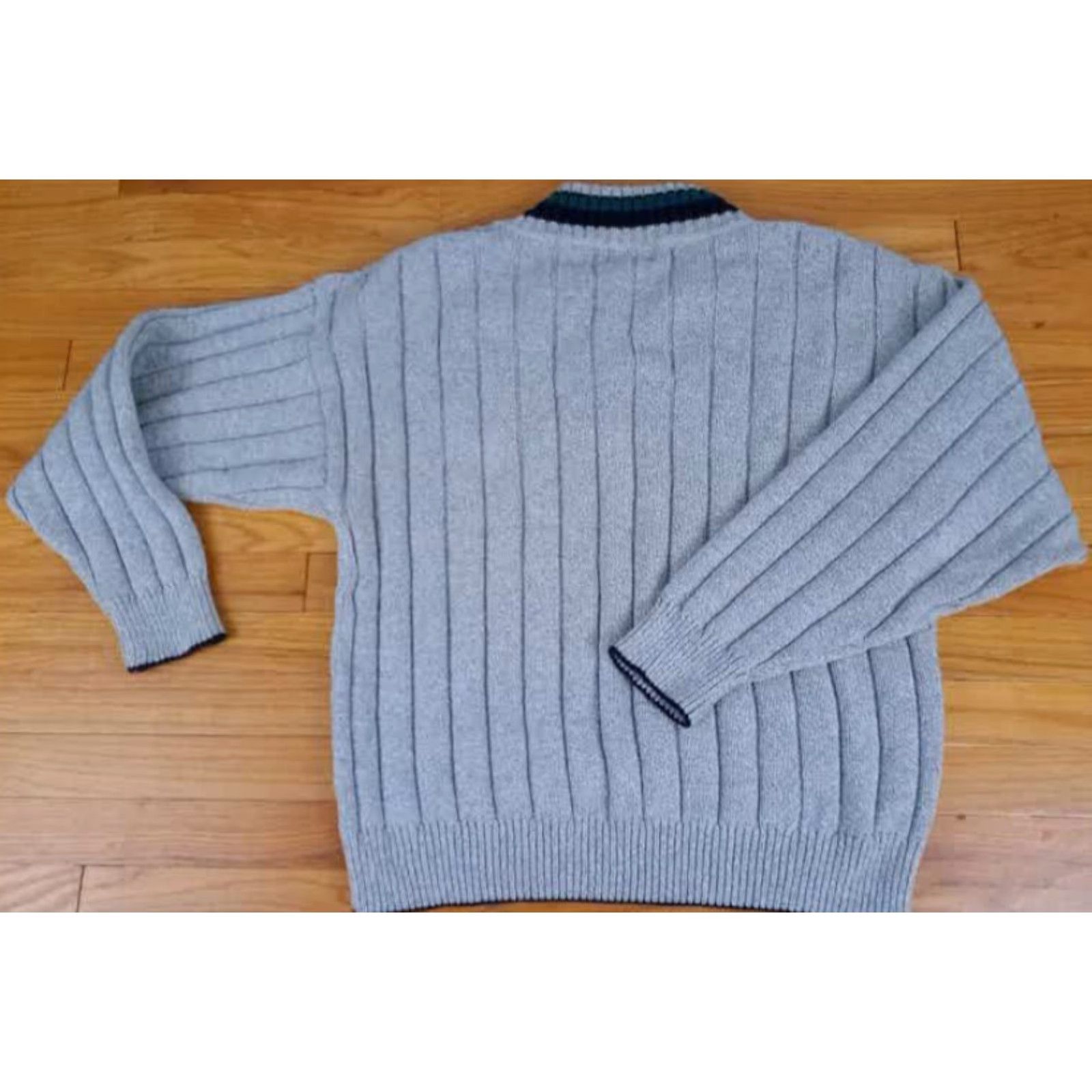 Eddie Bauer Eddie Bauer Tennis Sweaterv-Neck Knit Cotton USA Made Large Gray Pullover Men L V-Neck Knit Footnote: Size US L / EU 52-54 / 3 - 6 Thumbnail