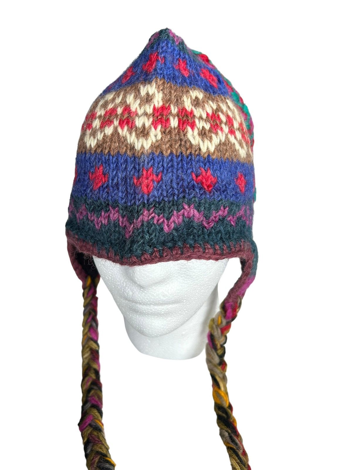 14th Addiction × Japanese Brand 🌈 Hippies Style Knitted Multicolour wool Beanie Hats⚡️💥 Size ONE SIZE - 3 Thumbnail