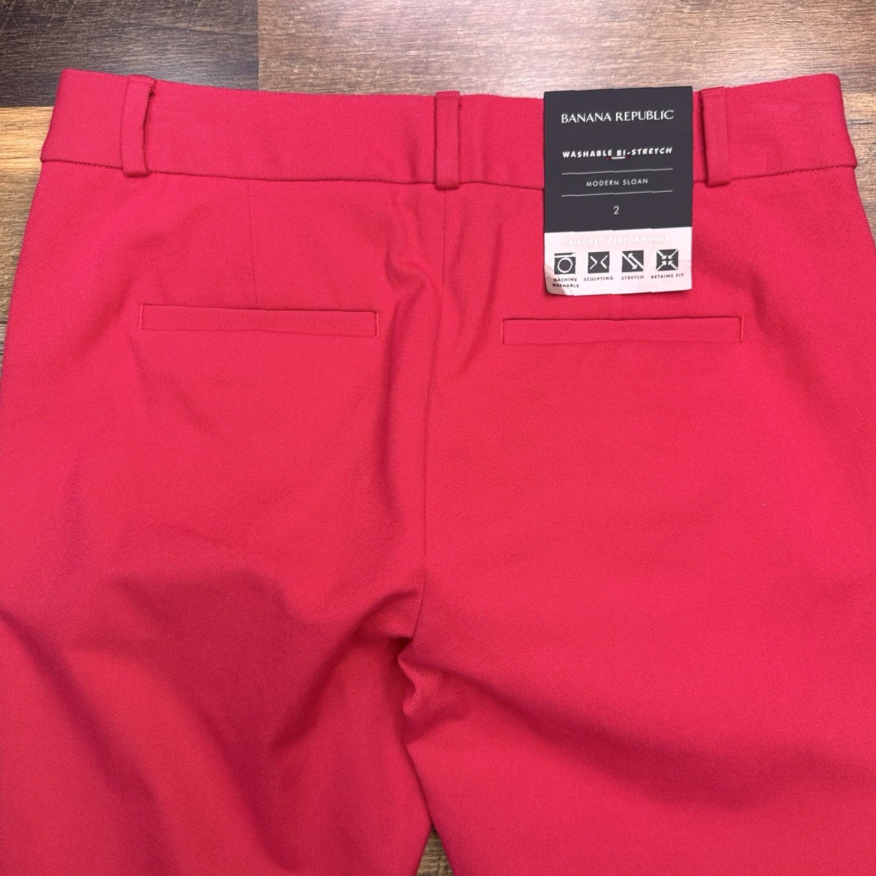 Banana Republic VINTAGE? No. Banana Republic Sloan Pants Womens 2 Red Mid Rise Bi Stretch New Size 26" / US 2 / IT 38 - 7 Thumbnail