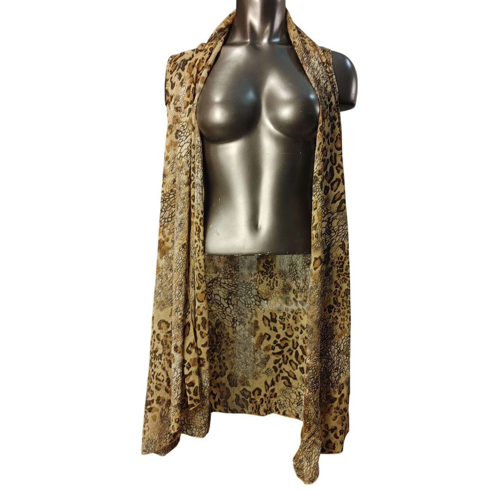 Other Susan Graver Women's Brown Cheetah Print Sheer Sleeveless Wr Size XL / US 12-14 / IT 48-50 - 2 Thumbnail