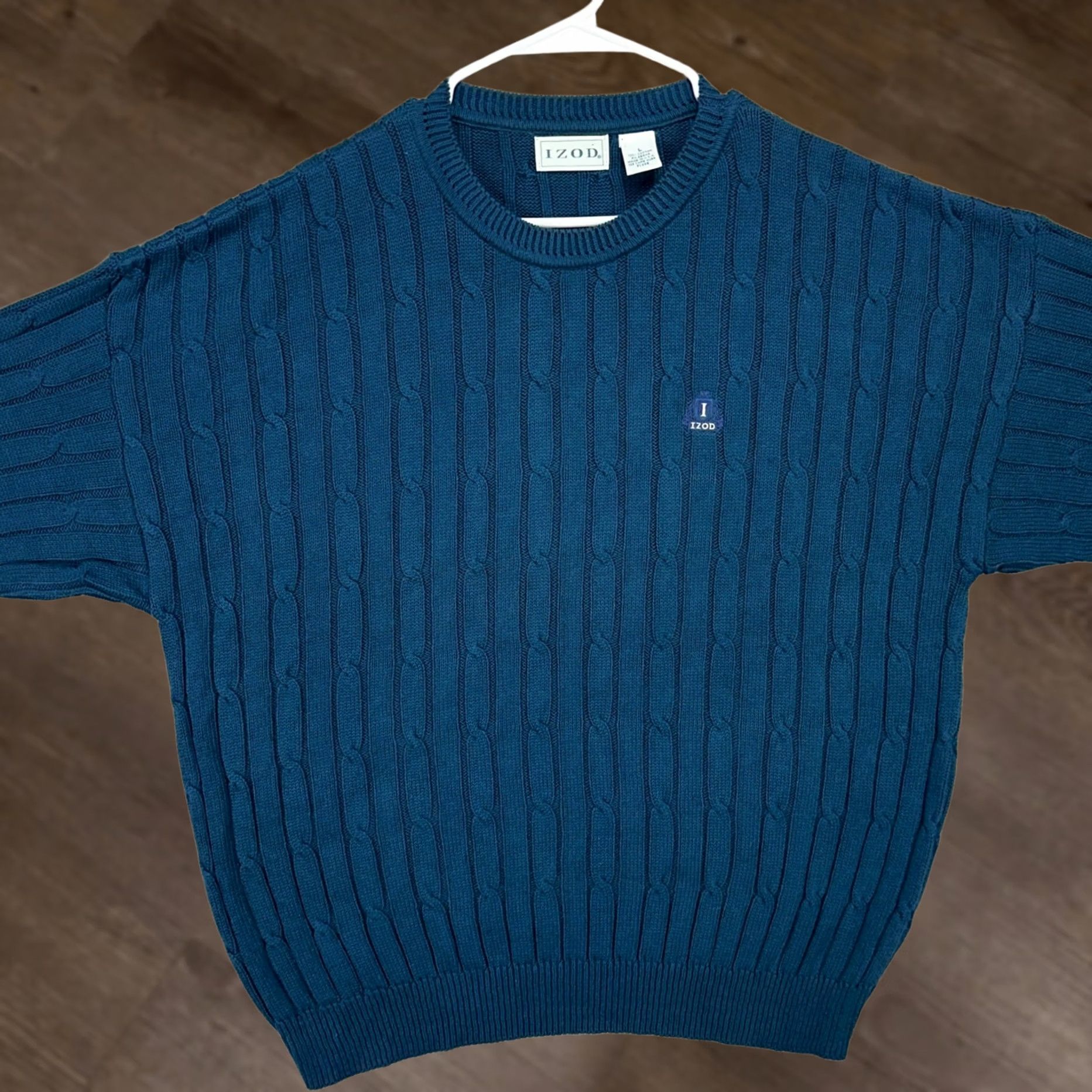Izod VINTAGE Izod Sweater Crewneck Mens Large Blue Cable Knit Long Sleeve Made In USA Size US L / EU 52-54 / 3 - 1 Thumbnail