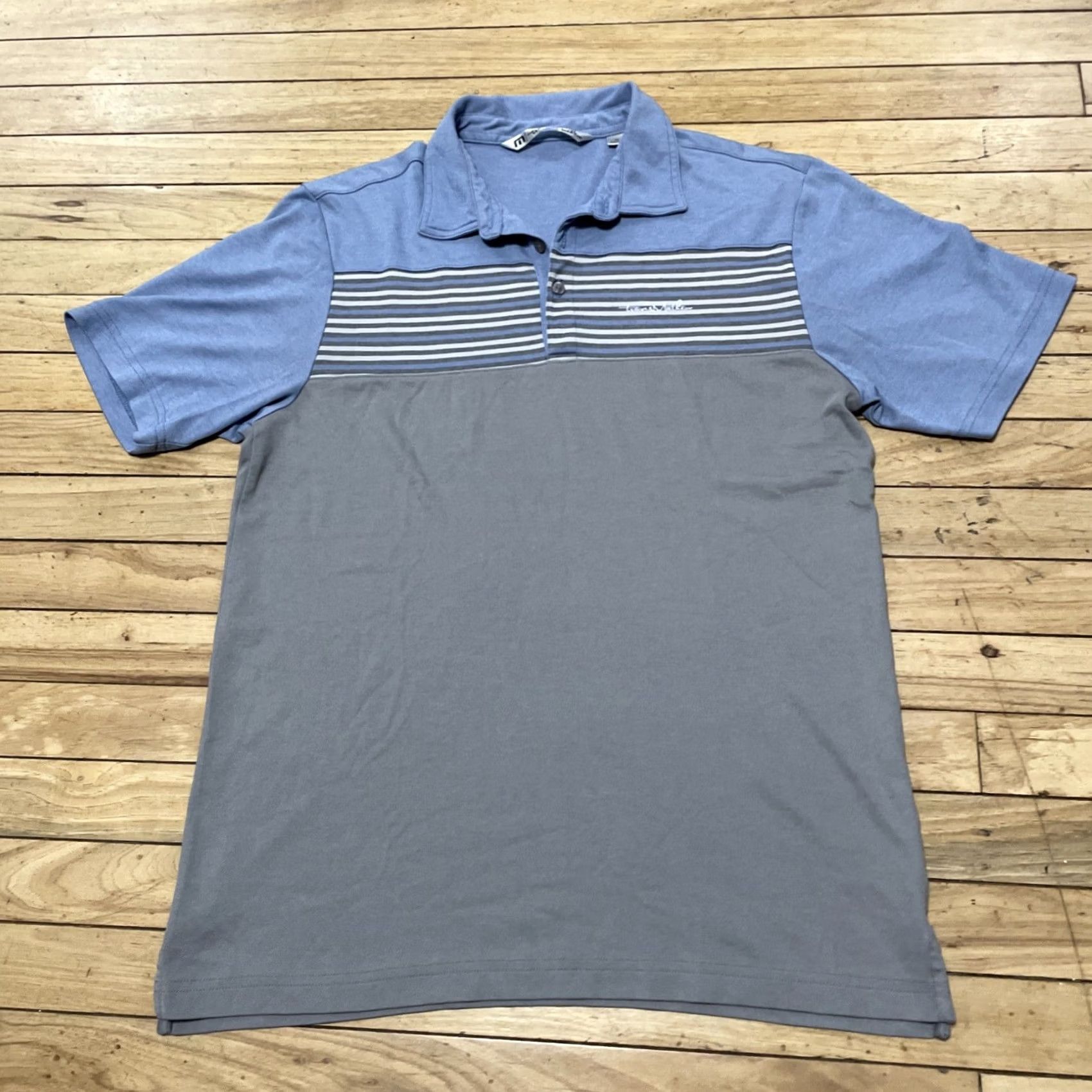 TravisMathew Travis Mathew Polo Shirt Men M Blue Peru Pima Cotton Blend Striped Chambray Golf Shirt Size US M / EU 48-50 / 2 - 2 Thumbnail