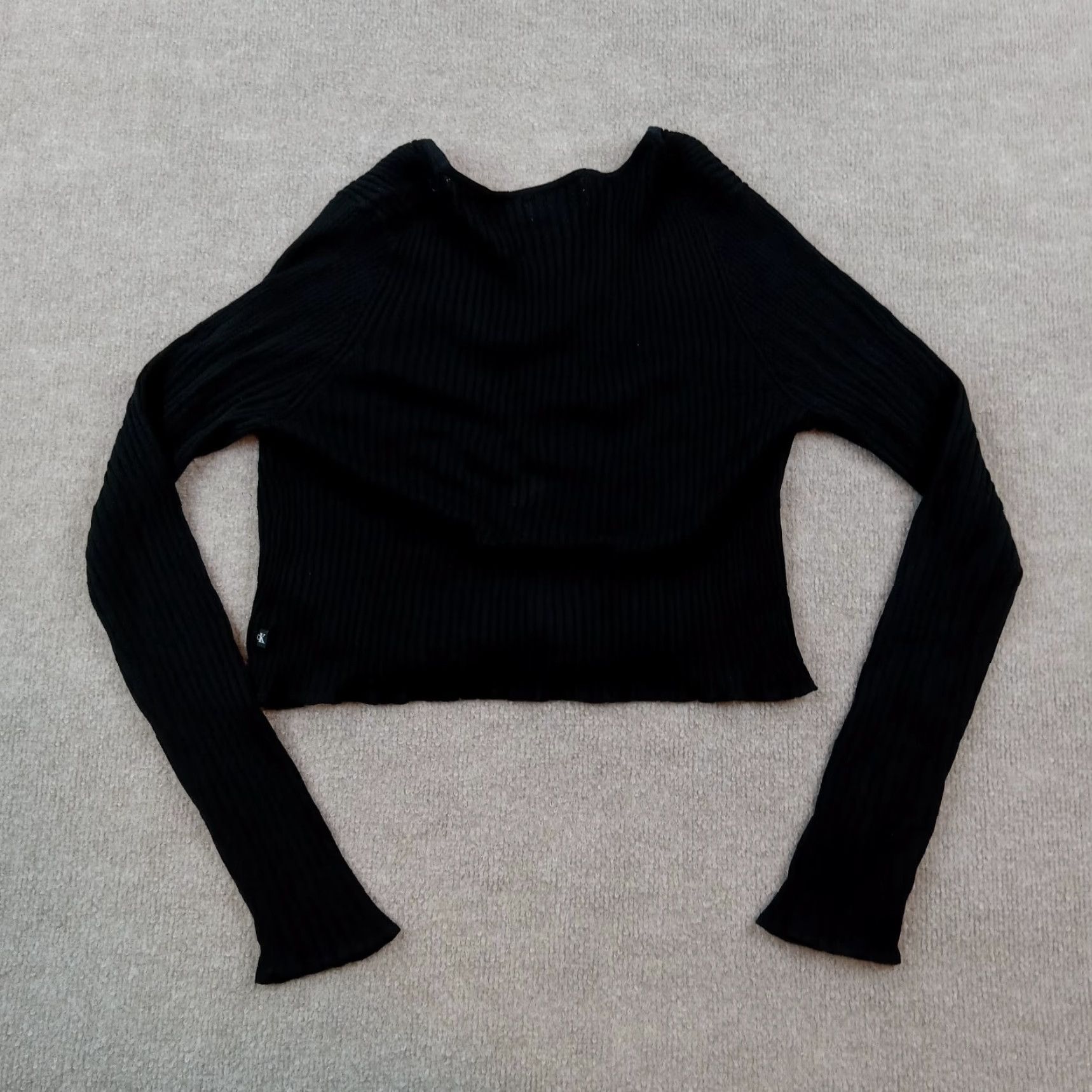 Calvin Klein Calvin Klein Top Womens Large Black Ribbed Long Sleeve Stretch V-Neck Casual Shirt Size M / US 6-8 / IT 42-44 - 7 Thumbnail