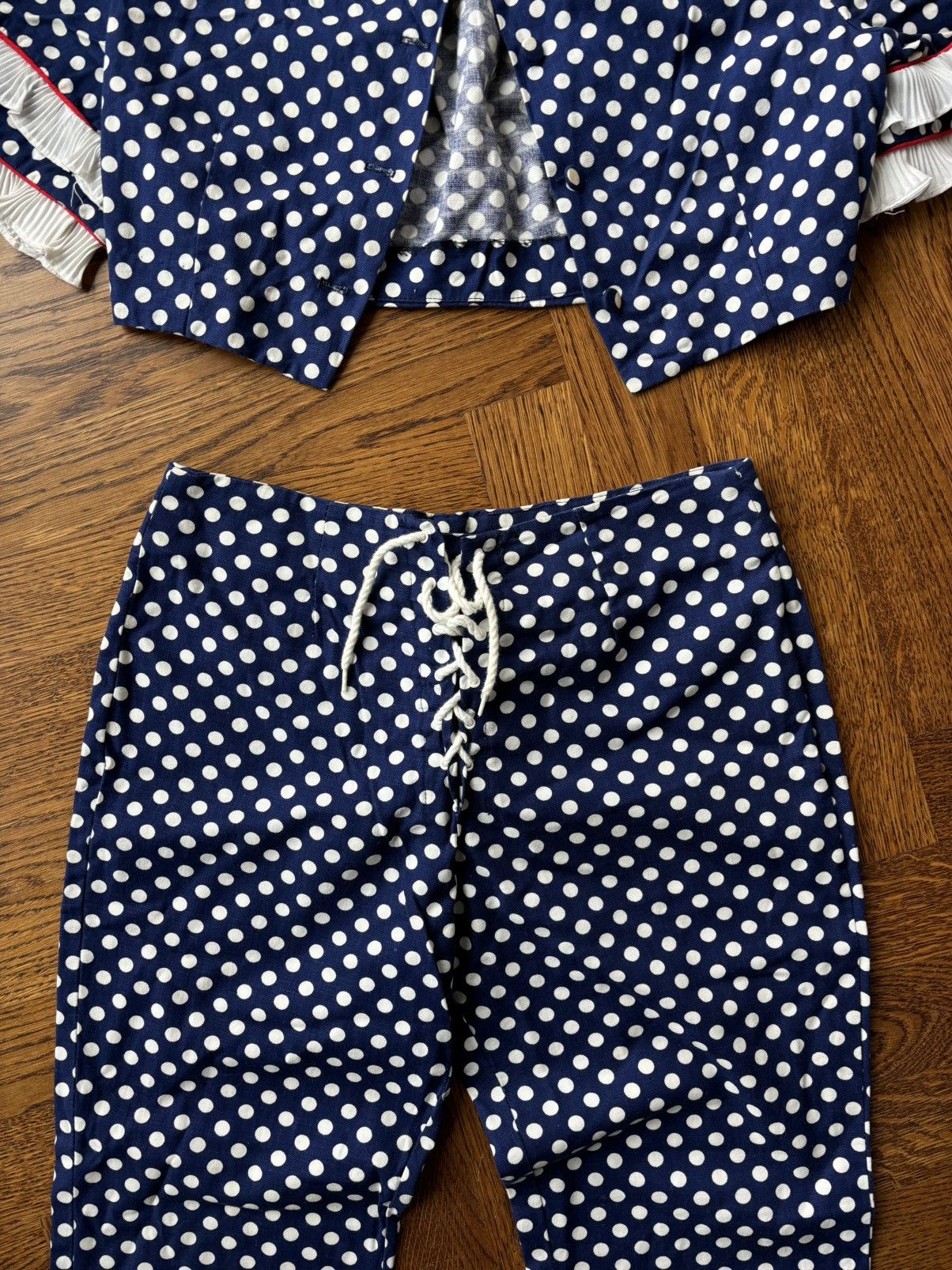 Sears × Vintage 1970s Polka Dot Beach Set 70s Vintage Suit Two Piece Track Size 34S - 6 Thumbnail