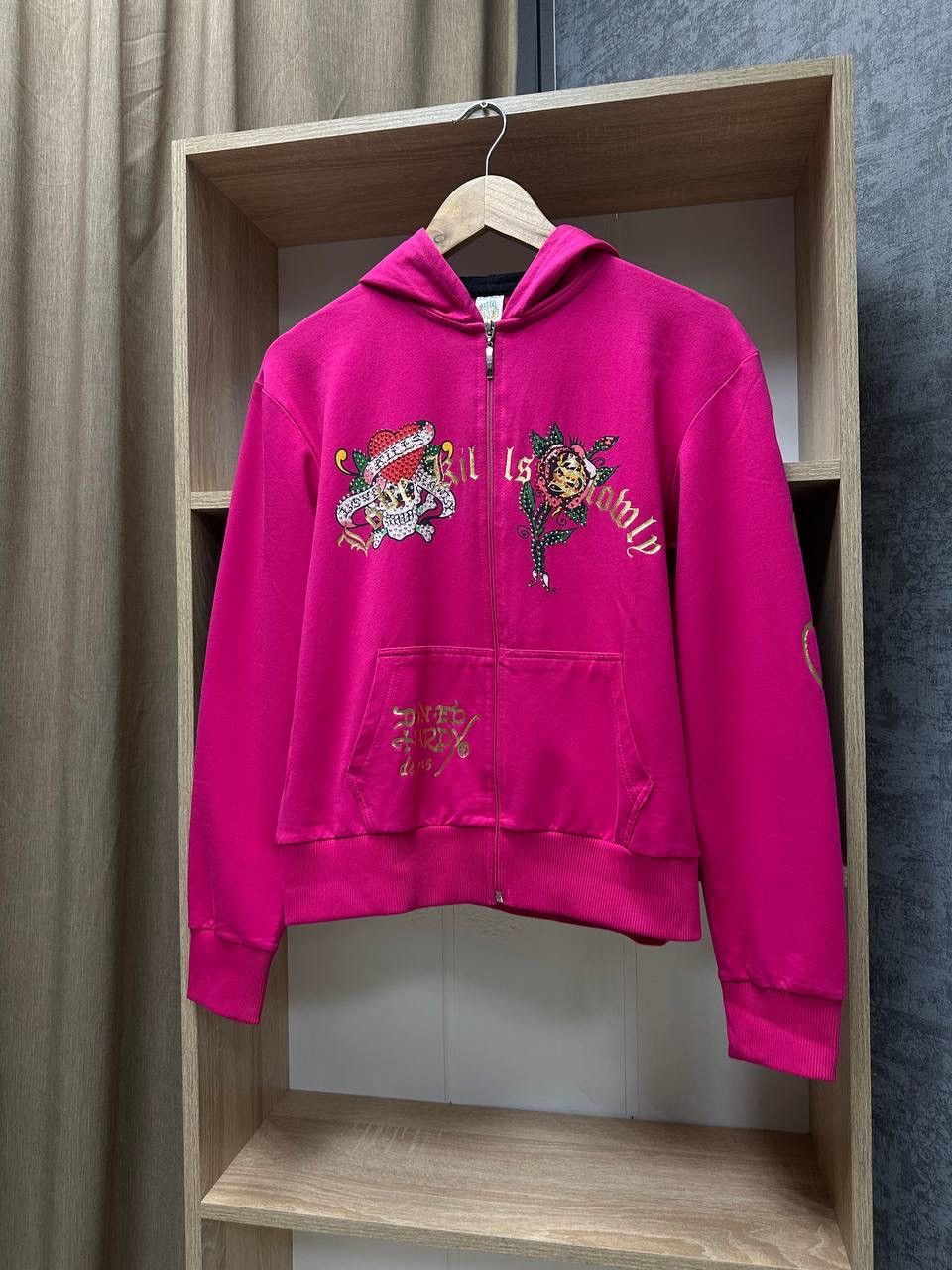 Christian Audigier × Ed Hardy × Vintage Vintage Ed Hardy Christian Audigier Women’s Pink Hoodie Size XL / US 12-14 / IT 48-50 - 6 Thumbnail