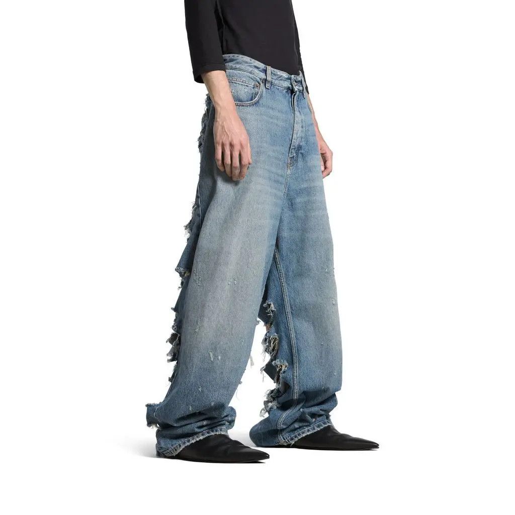 Balenciaga o1w1db10525 Super Destroyed Baggy Jeans Pant in Blue Size US 32 / EU 48 - 7 Thumbnail