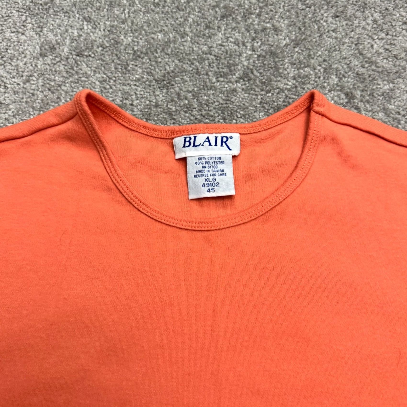 Blair Blair Tank Women XL Orange Crew Neck Sleeveless Cotton Blend Basic Top Vest Shirt Sleeveless Classic Size XL / US 12-14 / IT 48-50 - 3 Thumbnail