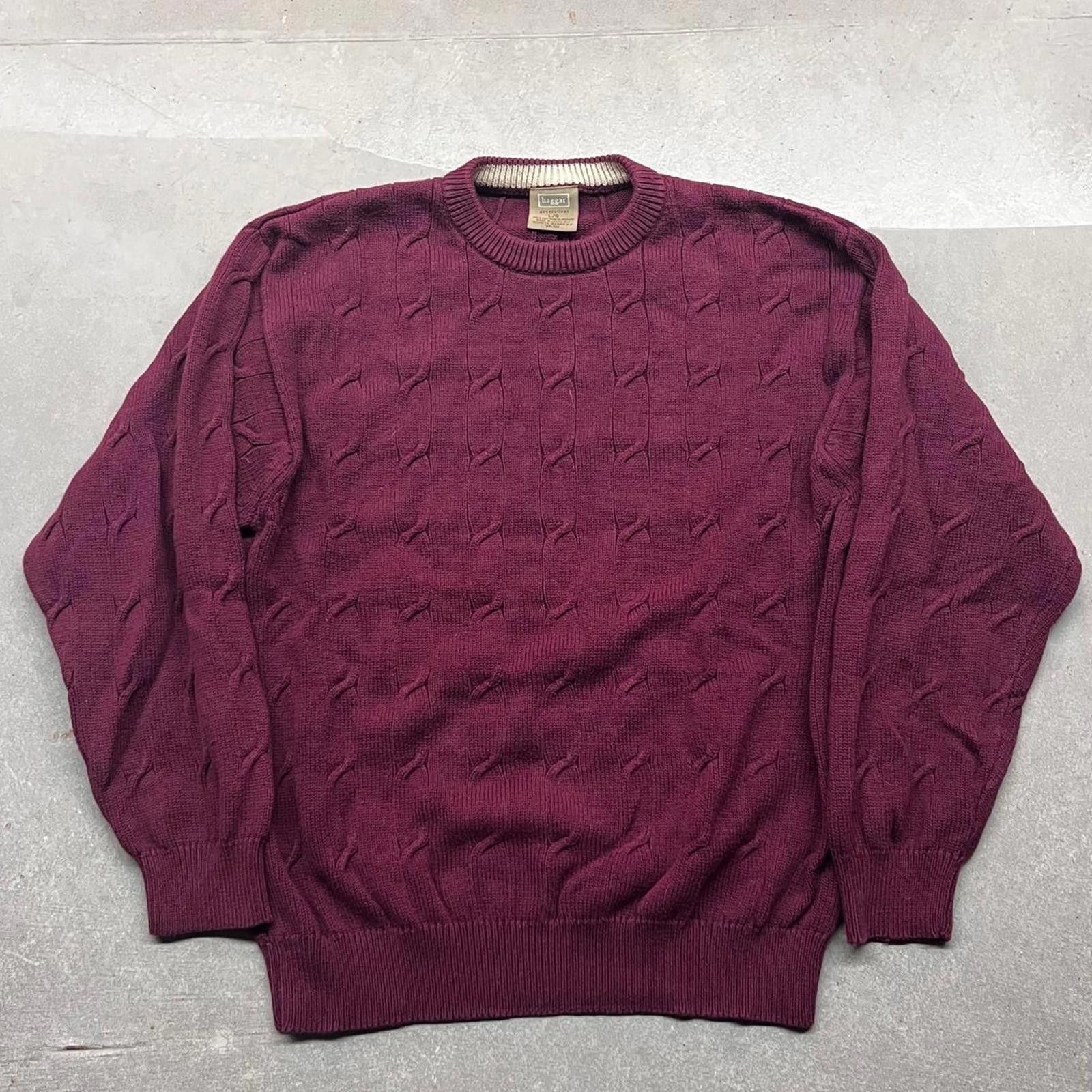 Haggar Vintage 90s Haggar Chunky Cable Knit Crewneck Sweater Size L / US 10 / IT 46 - 1 Thumbnail