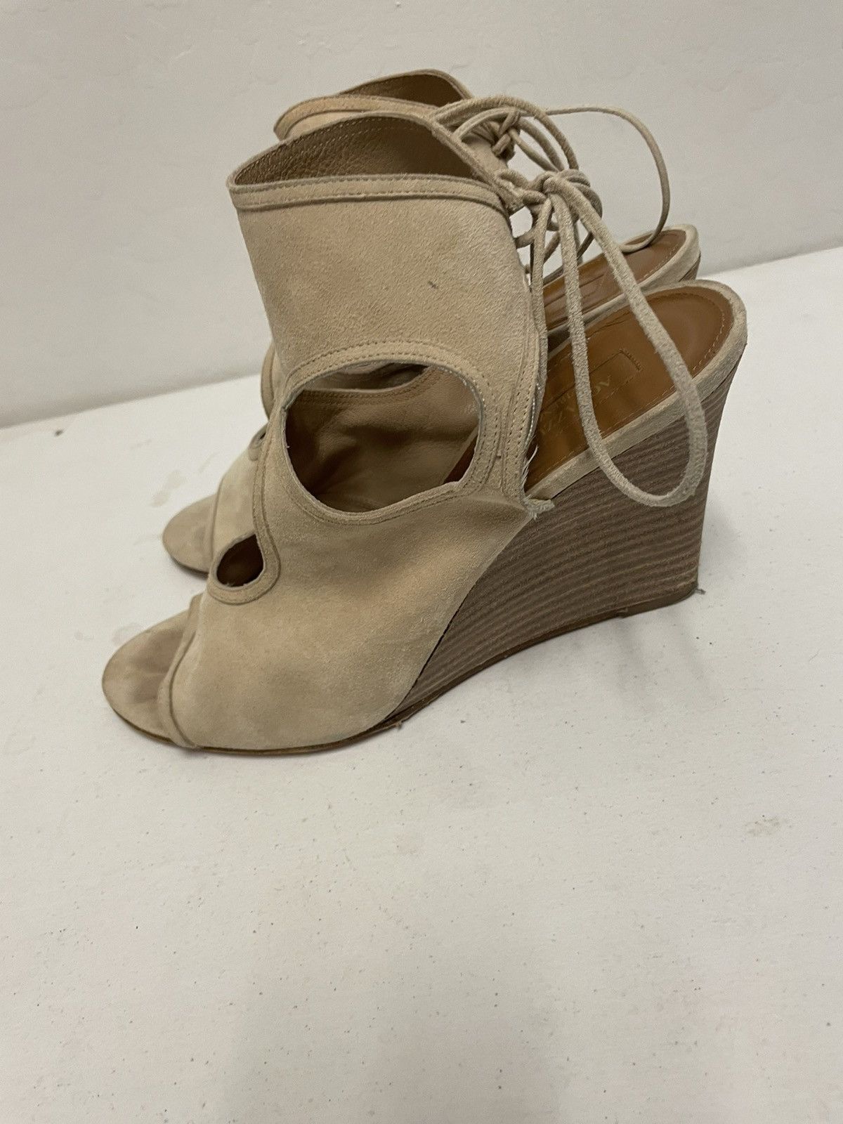 Aquazzura Sexy Thing Cut Out Suede Wedge Sandals Size US 10 / IT 40 - 8 Thumbnail