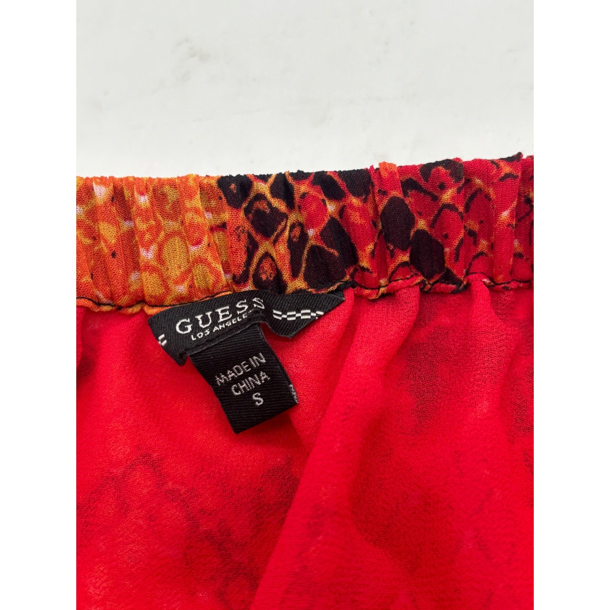 Guess GUESS Pamelia Chiffon Off-The-Shoulder Top, Red-multi, Sz. S Size S / US 4 / IT 40 - 6 Thumbnail