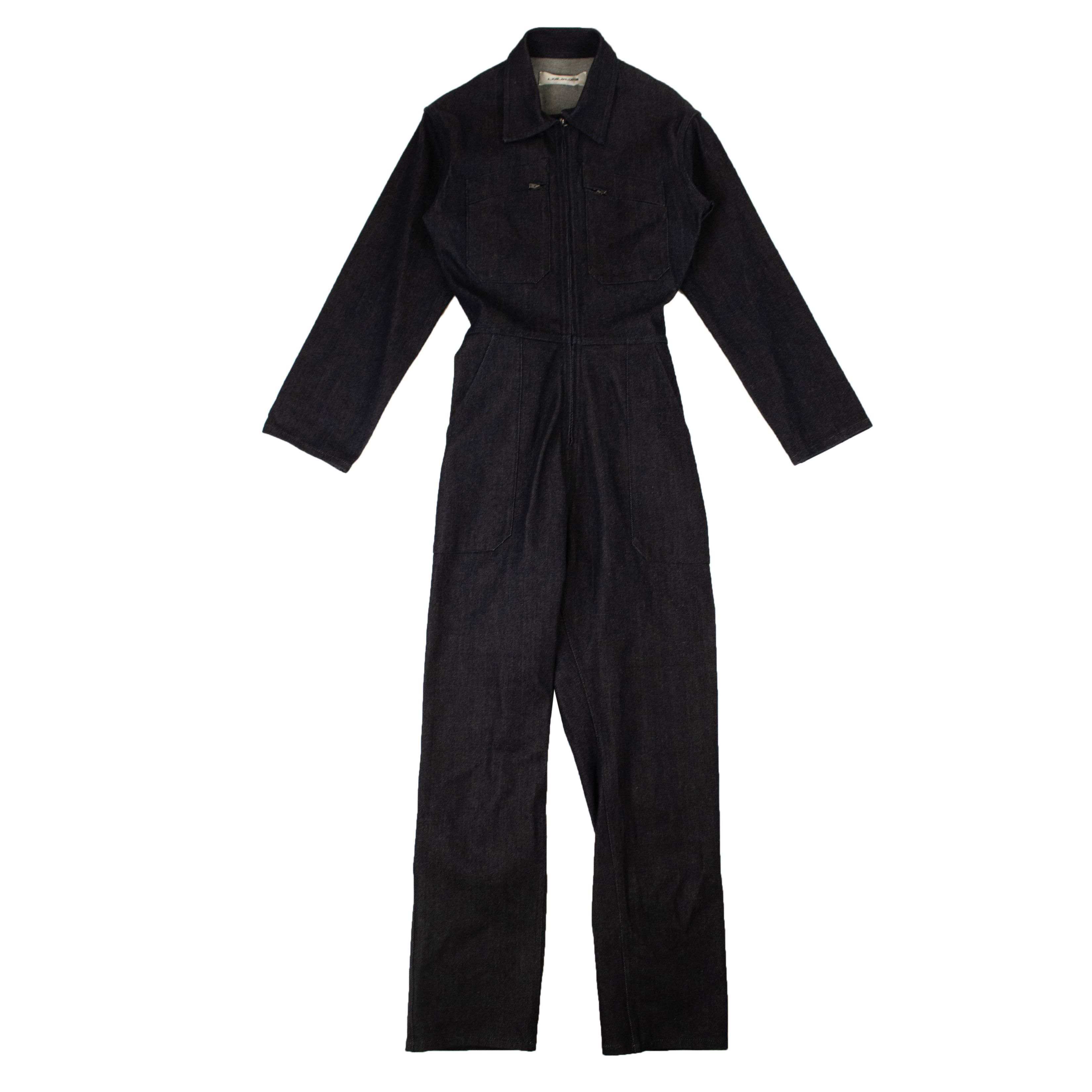 image of A Plan Application Blue Denim Fitted Jumpsuit Size M, Women's