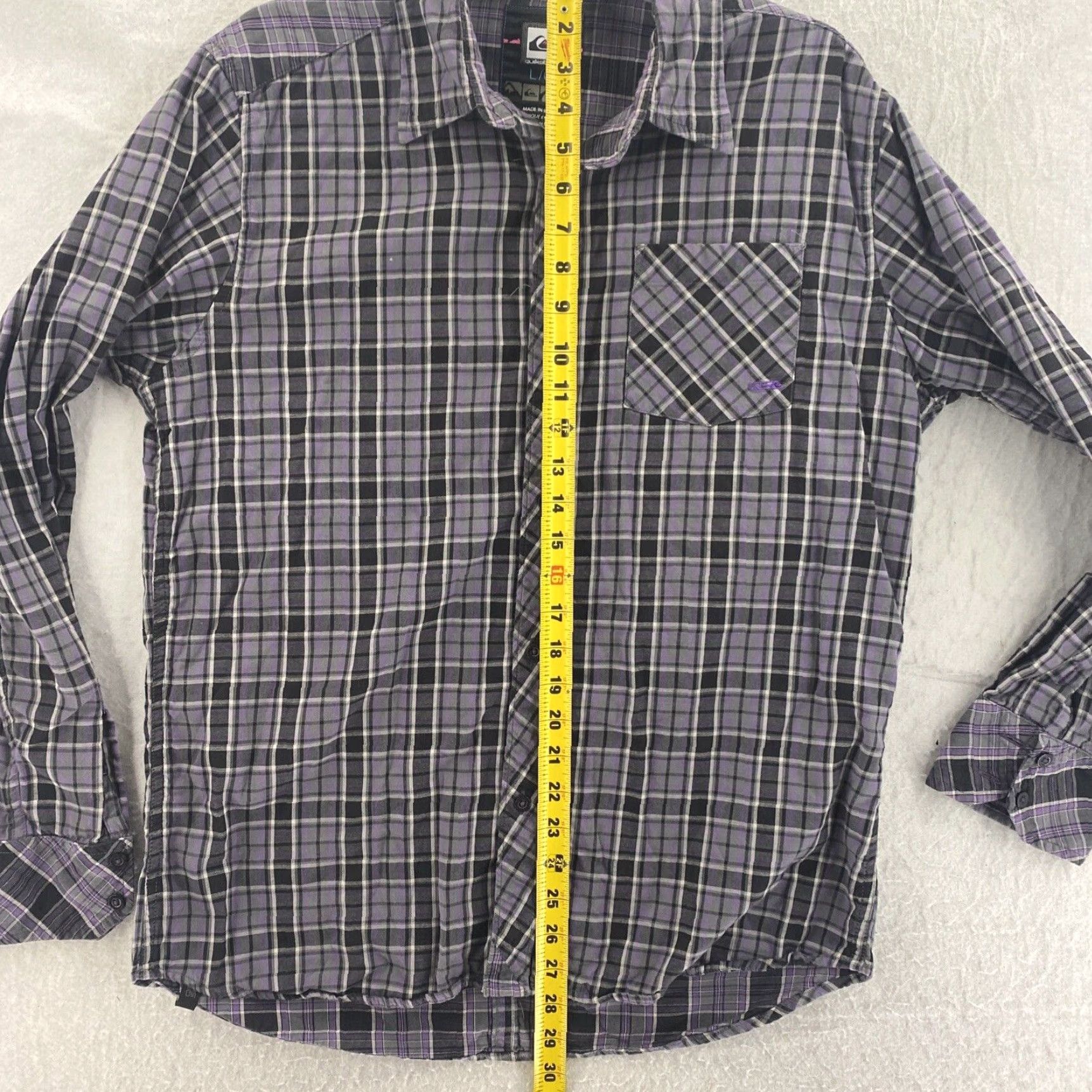 Quiksilver Quiksilver Flannel Shirt Large Purple Plaid Long Sleeve Button-Up Mens Size US L / EU 52-54 / 3 - 3 Thumbnail