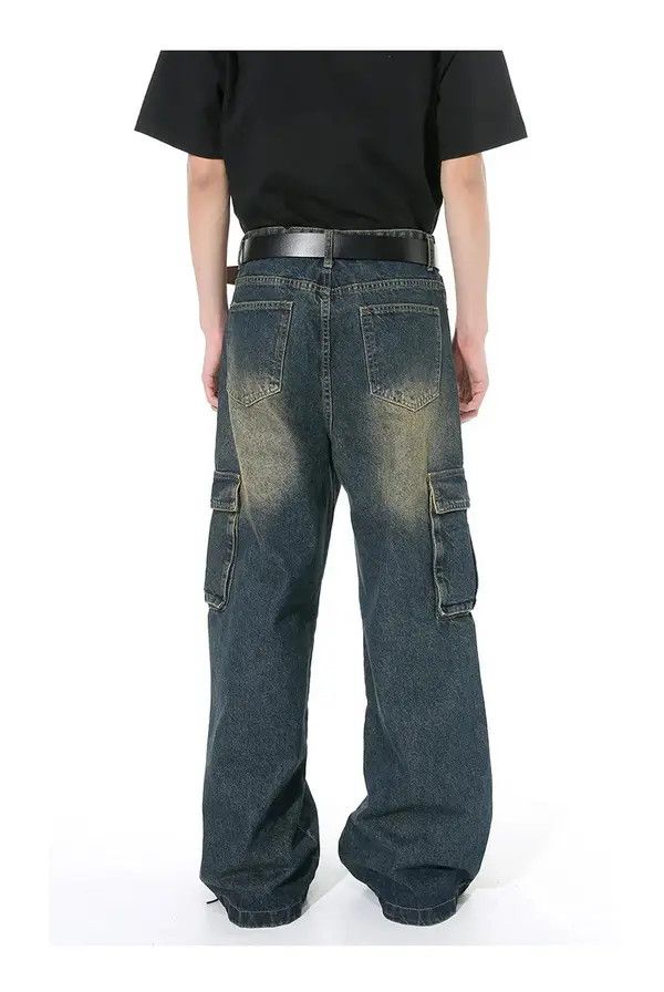 VIBE Multi Pocket Retro Blue Baggy Jeans Size US 34 / EU 50 - 4 Thumbnail