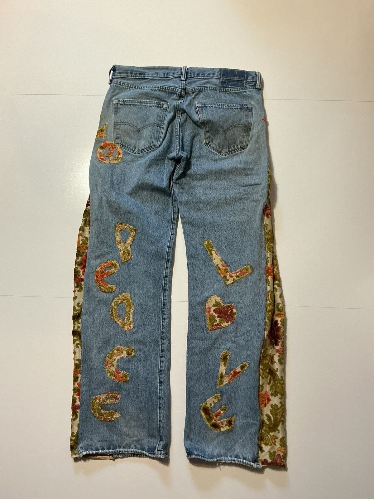 Levi's Vintage Levis Peace & Love Patchwork Flared Denim Jeans Size US 36 / EU 52 - 2 Thumbnail