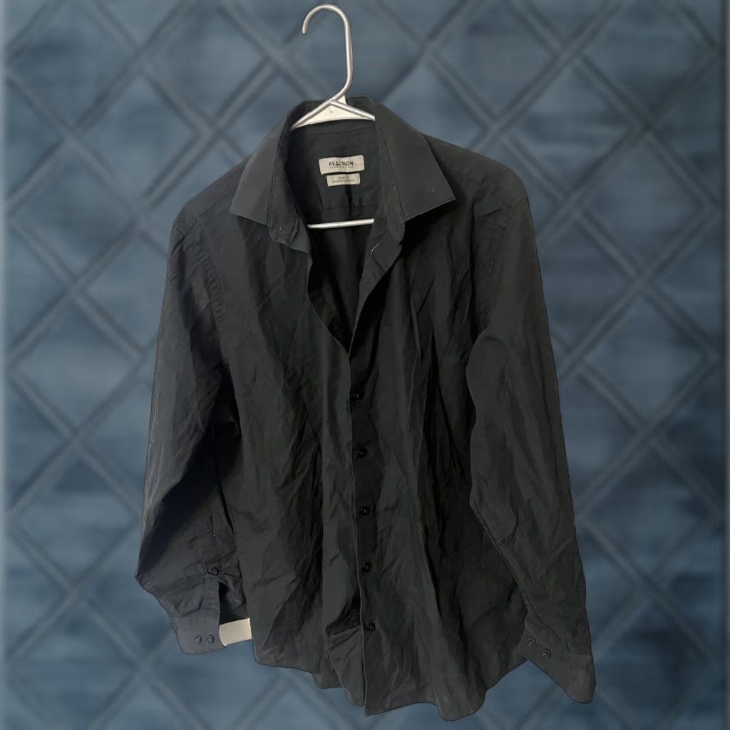 Kenneth Cole KENNETH COLE shirt Mens L Solid Black Slim Fit Button-Up Shirt Size US L / EU 52-54 / 3 - 1 Thumbnail