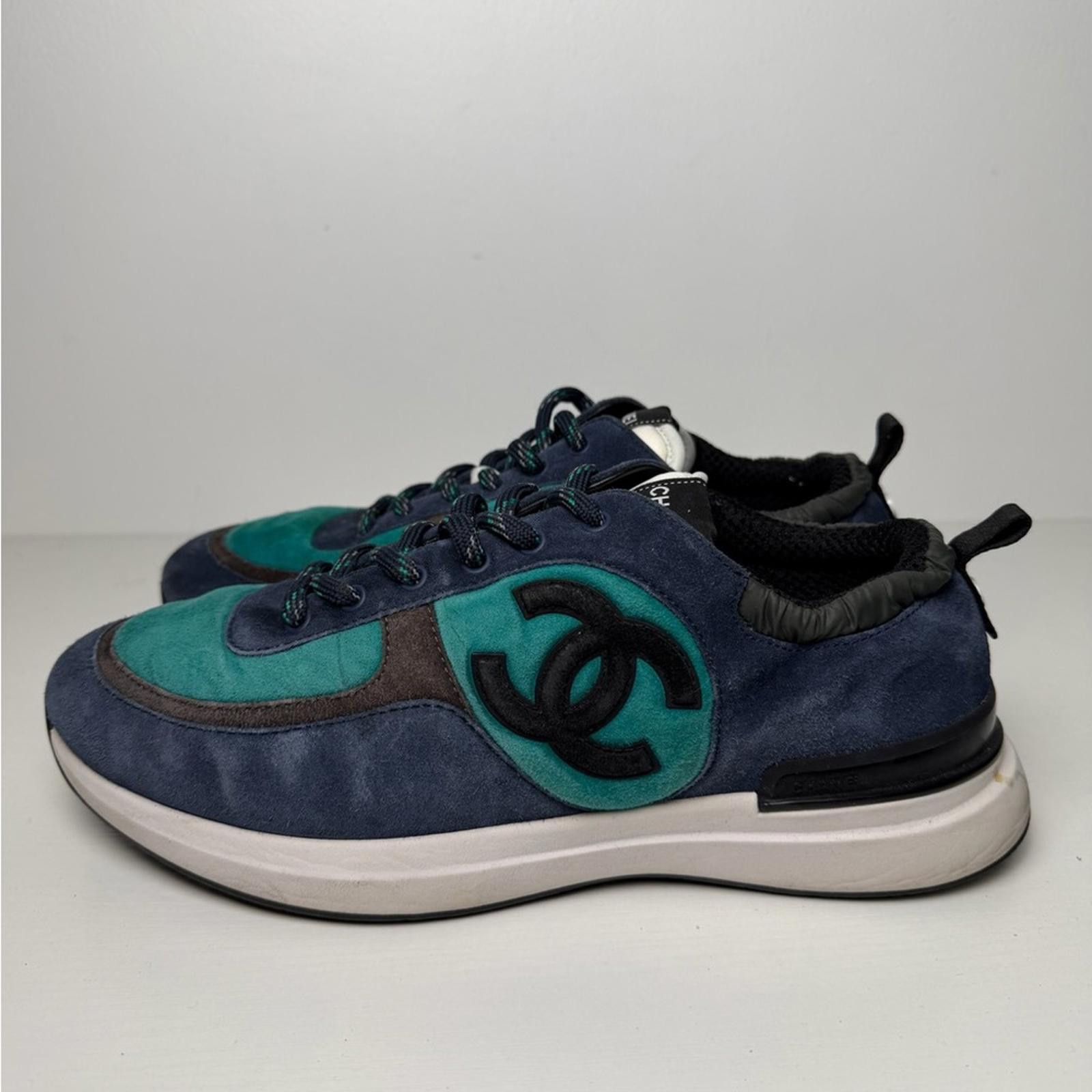 Chanel Chanel Men's Sneaker Suede CC Logo Navy Blue Green SZ 43 Size US 10 / EU 43 - 3 Thumbnail