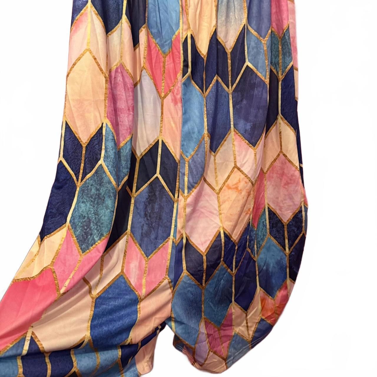 Designer Vibrant Geometric Print Romper Size 42" / US 20 - 3 Thumbnail